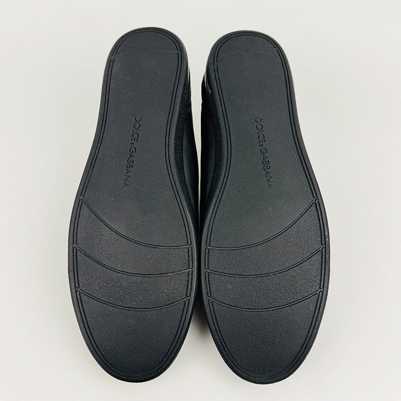 Dolce & Gabbana Leather Low Top Black Sneaker Shoes (Size 42.5)