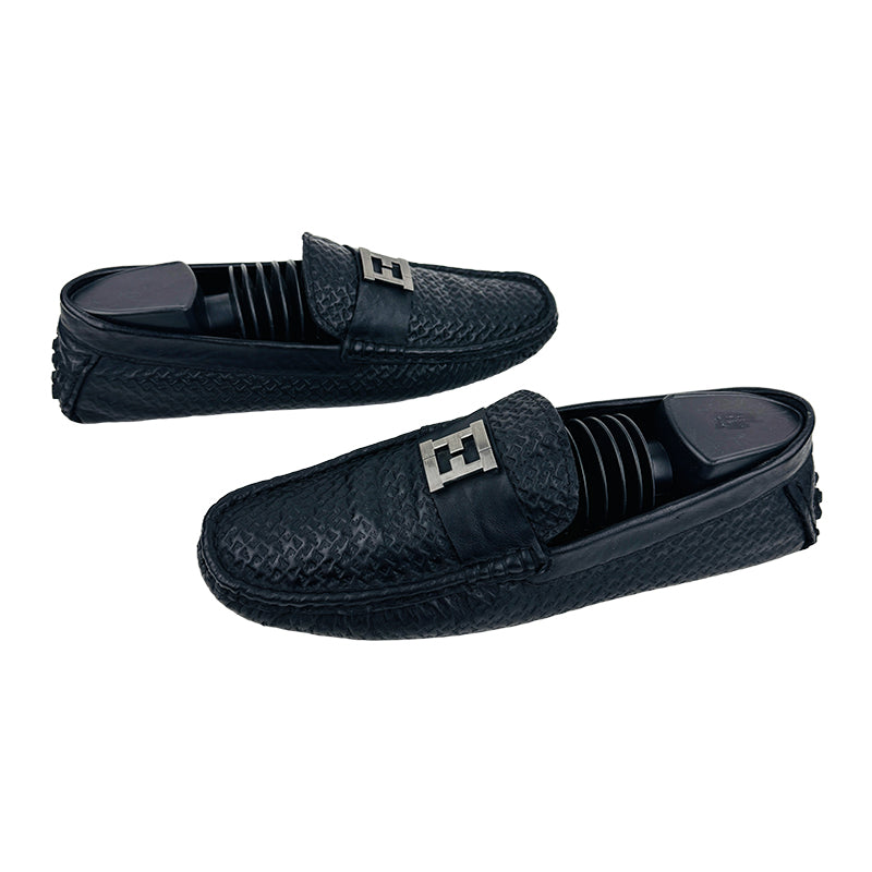 Fendi Men’s Black Leather Loafer Shoes (Size 43)
