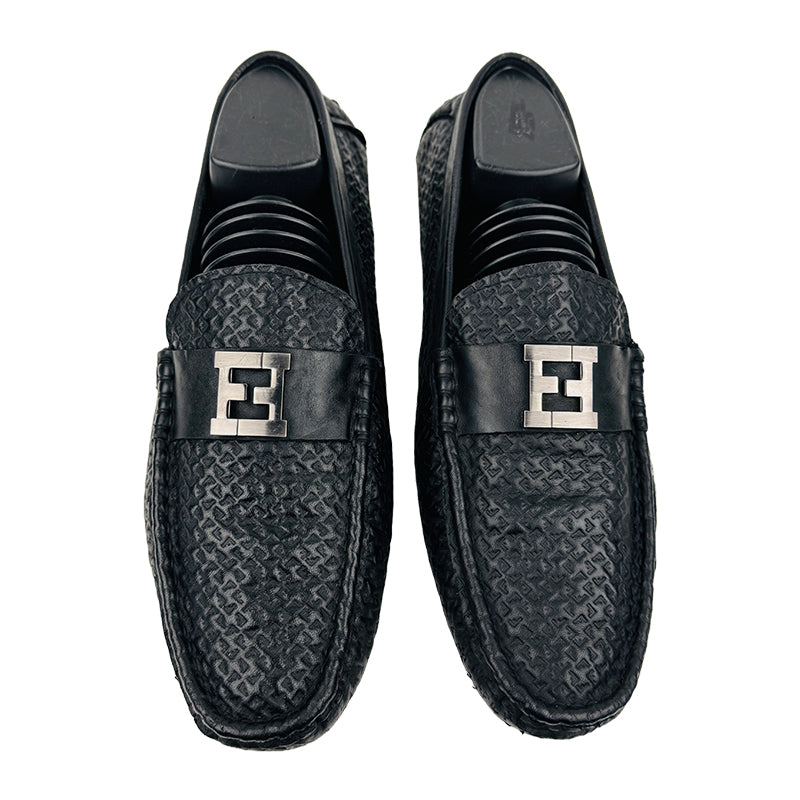 Fendi Men’s Black Leather Loafer Shoes (Size 43)