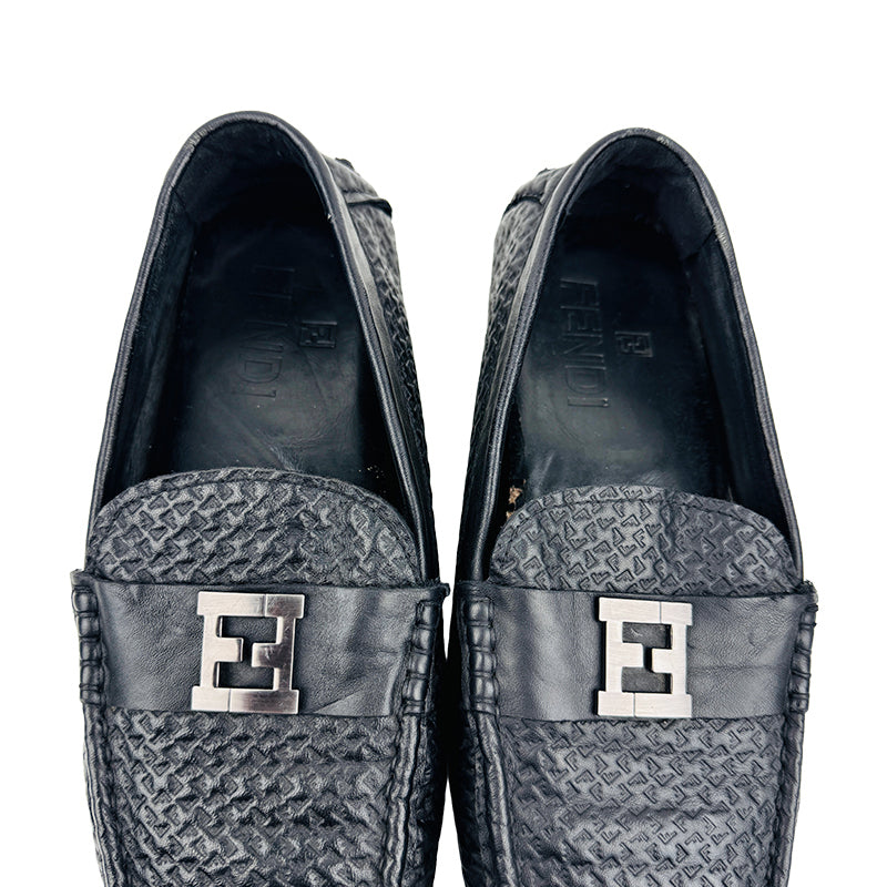 Fendi Men’s Black Leather Loafer Shoes (Size 43)