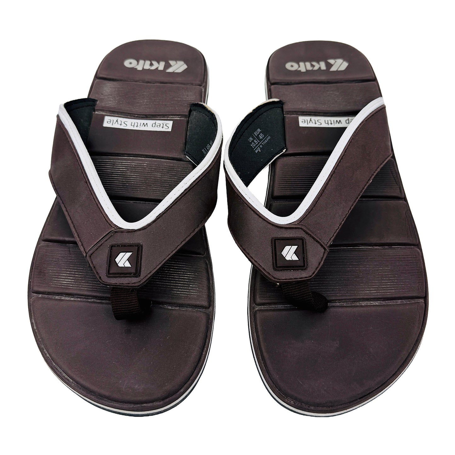 Front Image of Kito Men's Dark Brown FlipFlop Slides (Size 45)