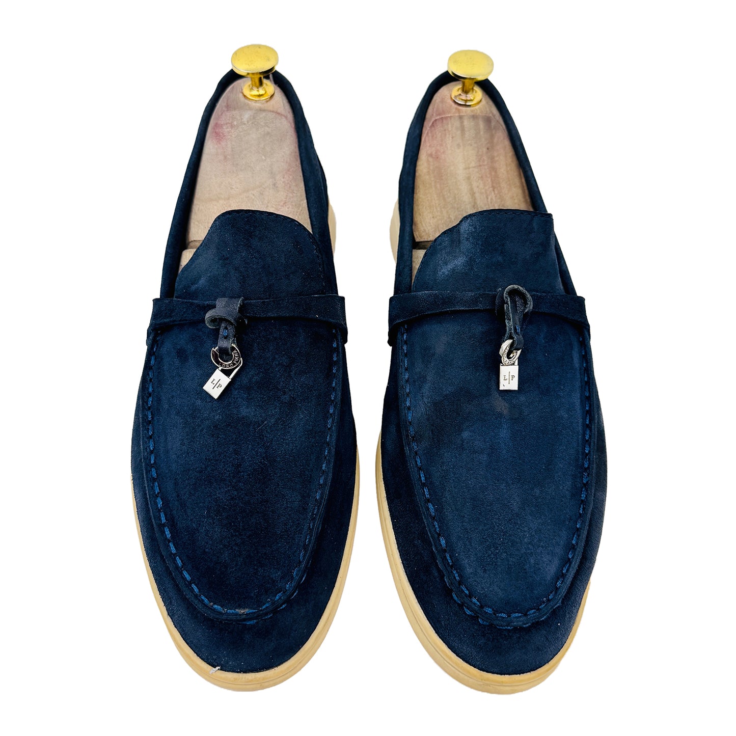 Front Image of Loro Piana Summer Charms Walk Blue Loafers (Size 42)