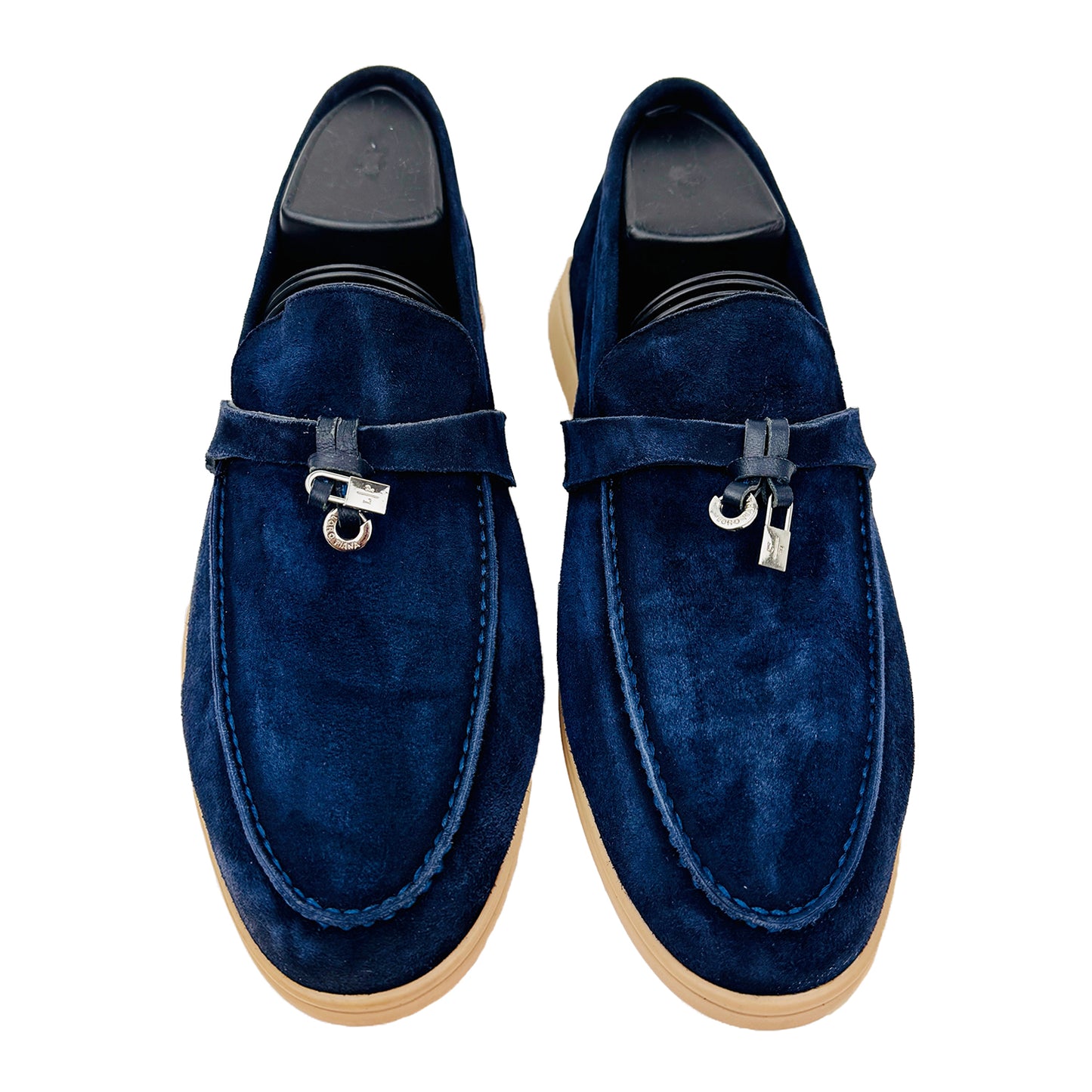 Front Image of Loro Piana Summer Walk Dark Blue Loafers (Size 39)