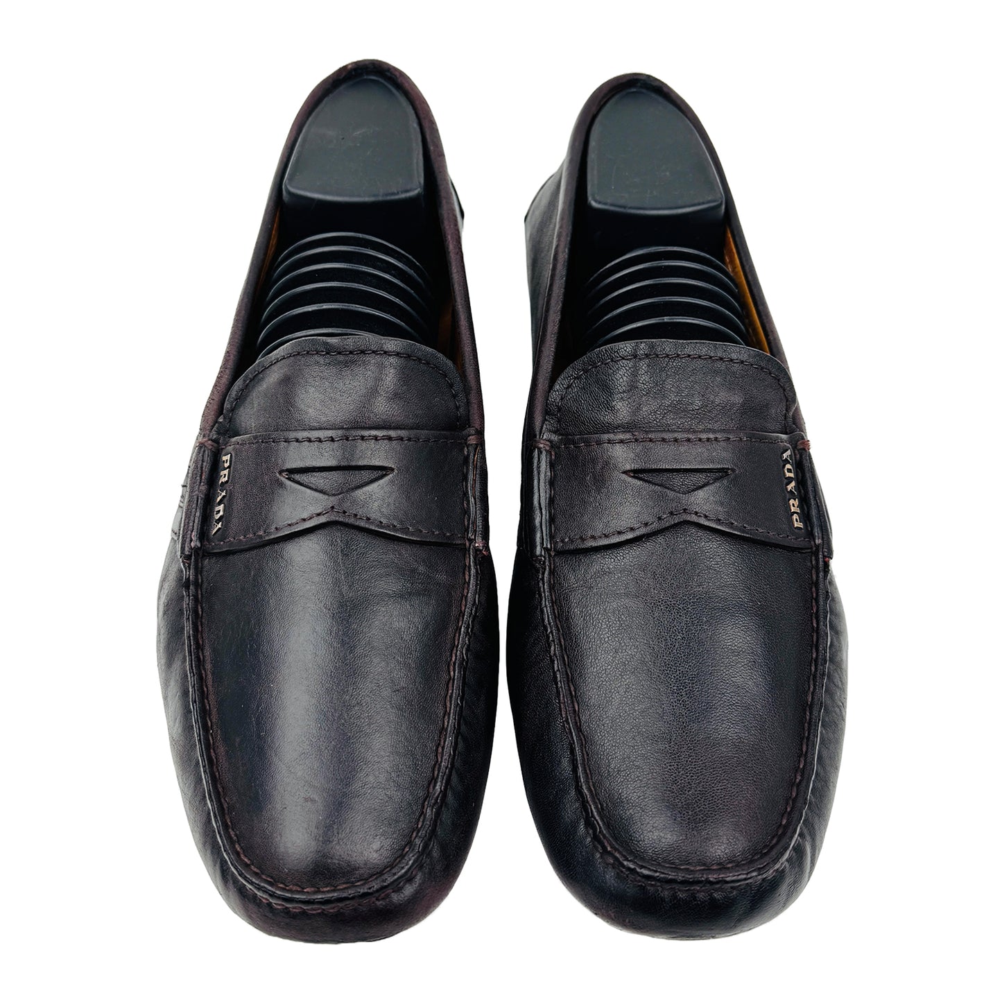 Front Image of Prada Men's Brown Leather Loafers (Size 42/42.5)