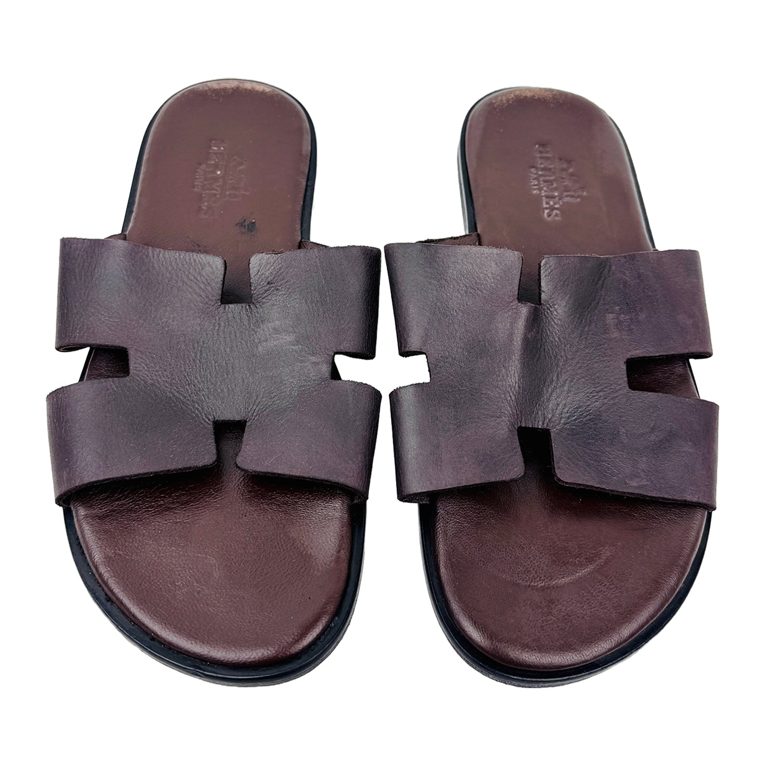 Front image of Hermes Men's Brown Izmir Slippers (Size 40/40.5) -  H041141ZH05400