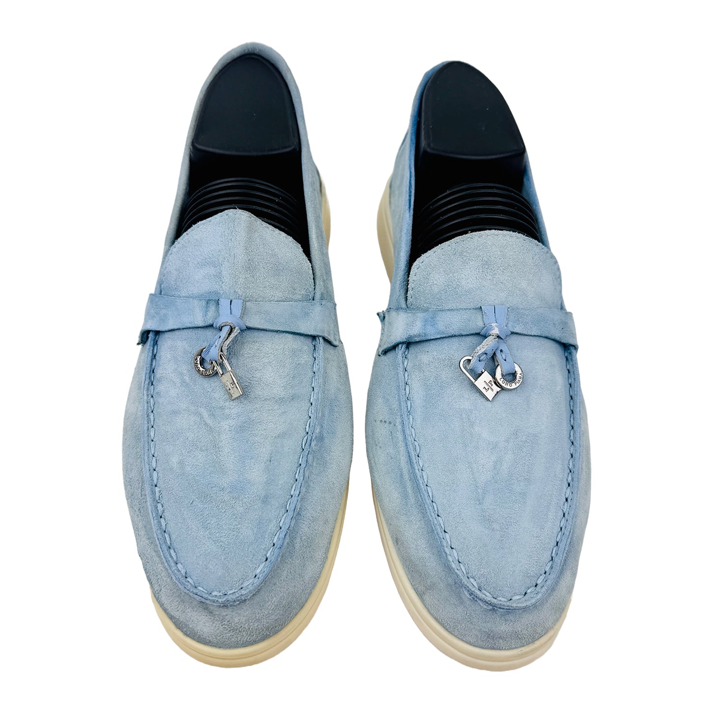 Front image of Loro Piana Summer Walk Blue Loafers (Size 39)