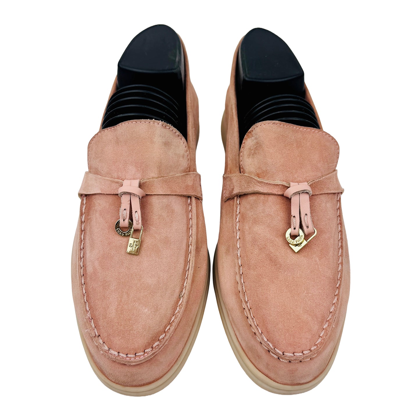 Front image of Loro Piana Women's Summer Walk Charms Pink Loafers (Size 39)