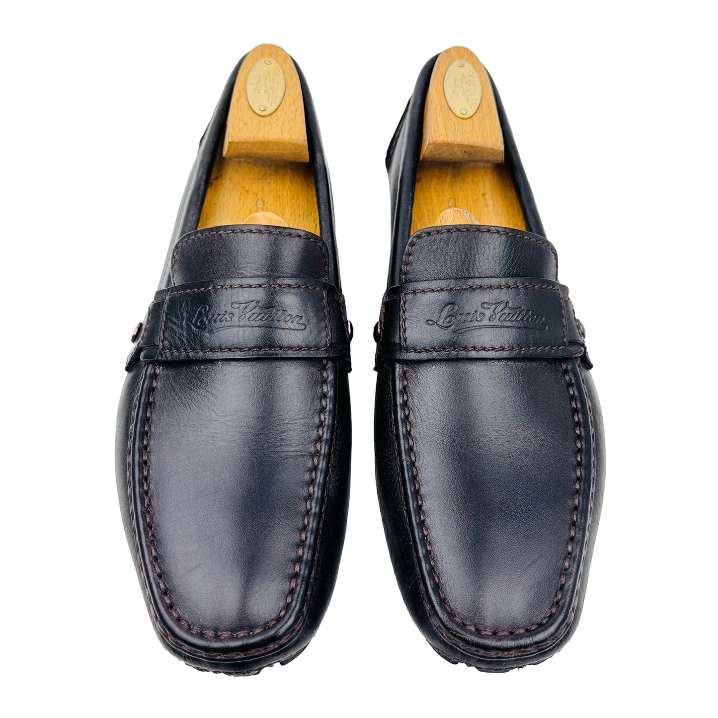 Front image of Louis Vuitton Men's Dark Brown Driving Loafers (Size 42)