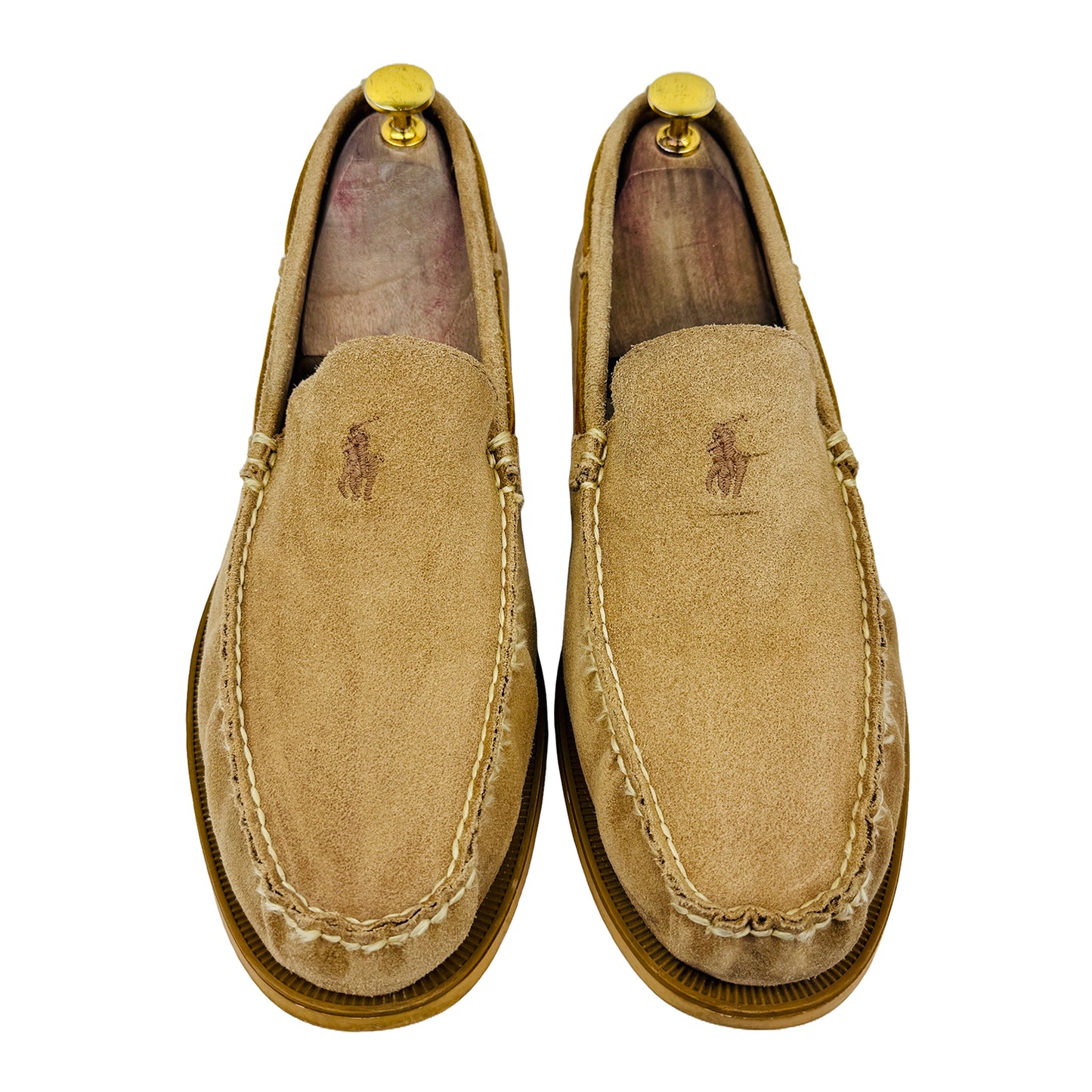 Front image of Ralph Lauren Men's Suede Mustard Loafers
