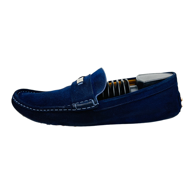 Gucci Men's Navy Blue Suede Loafer Shoes (Size 44/44.5)