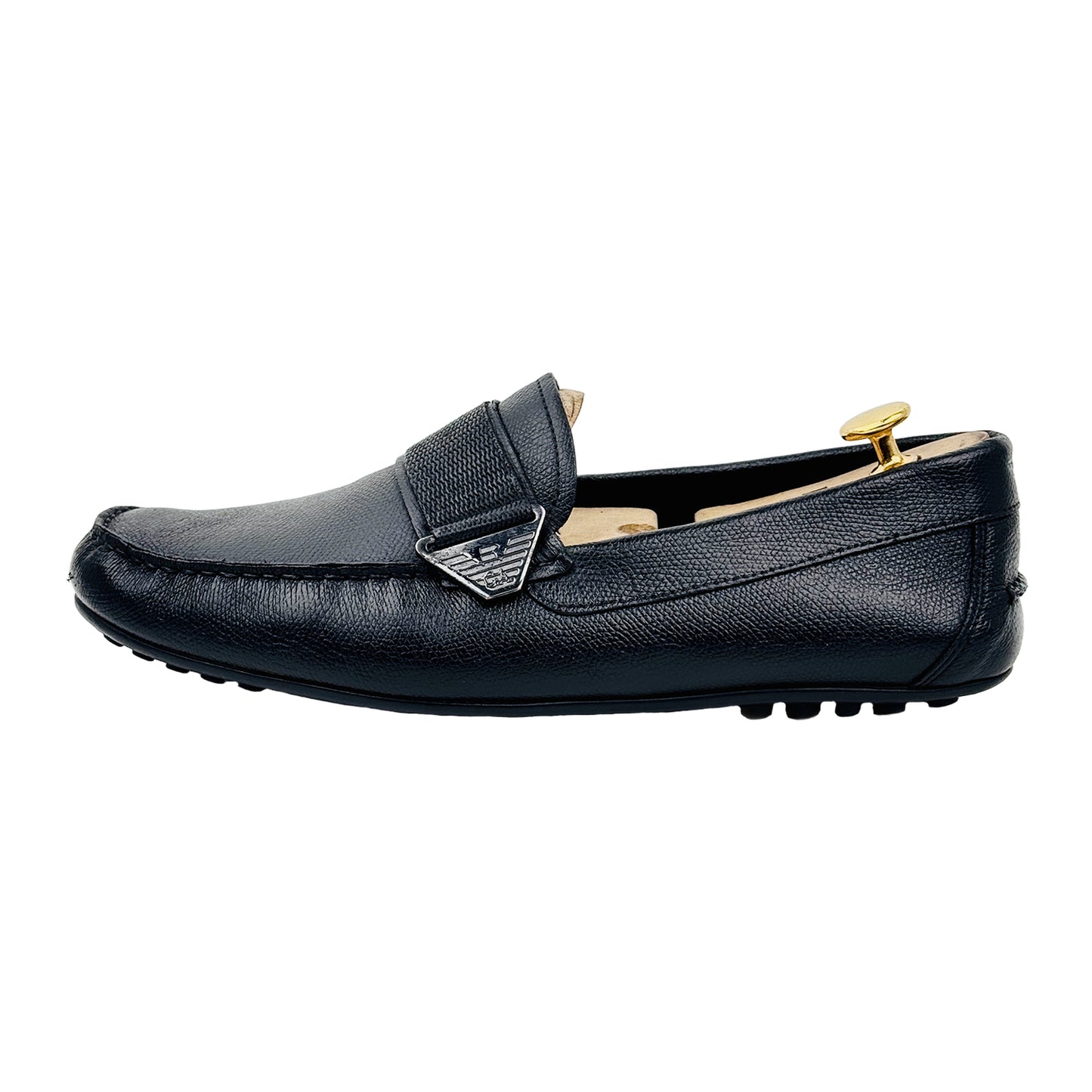 Image of Emporio Armani Mens Black Moccasins Size 44 - X4B109