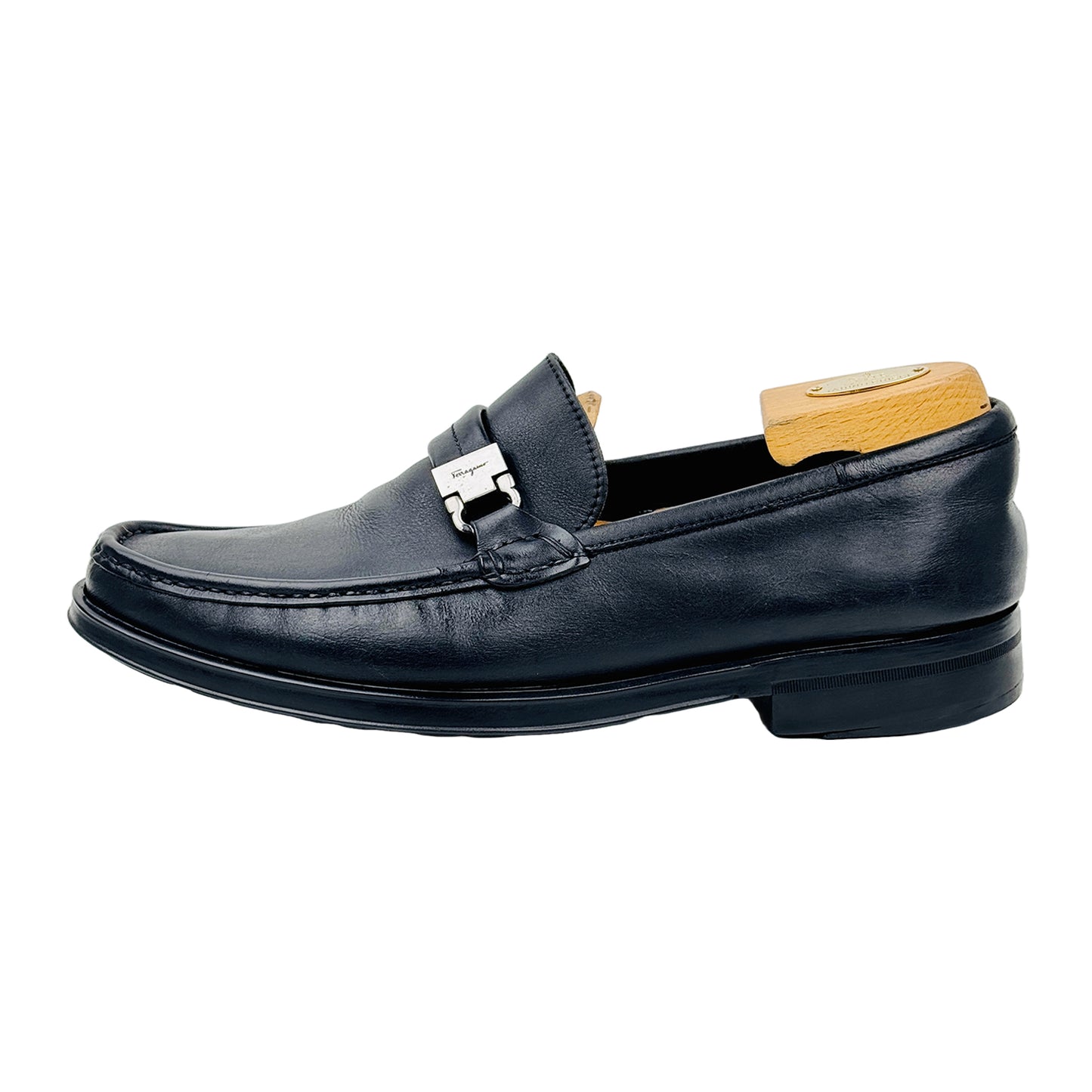 Image of Salvatore Ferragamo Men's Black Leather Loafers (Size 42.5/43)