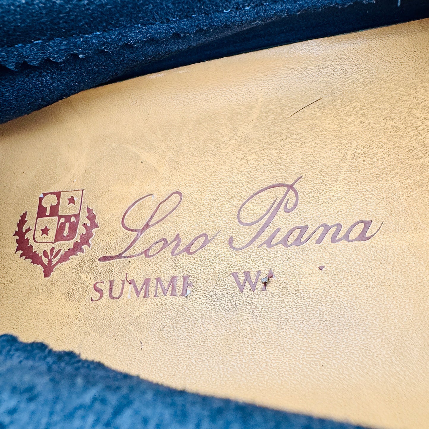 Inside Sole Printing of Loro Piana Summer Walk Blue Loafers (Size 42) H18068