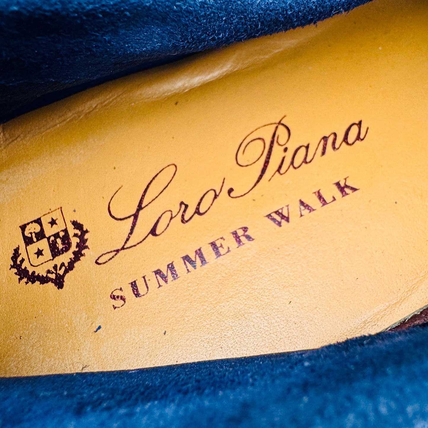 Inside Sole Printing of Loro Piana Summer Walk Dark Blue Loafers (Size 39)