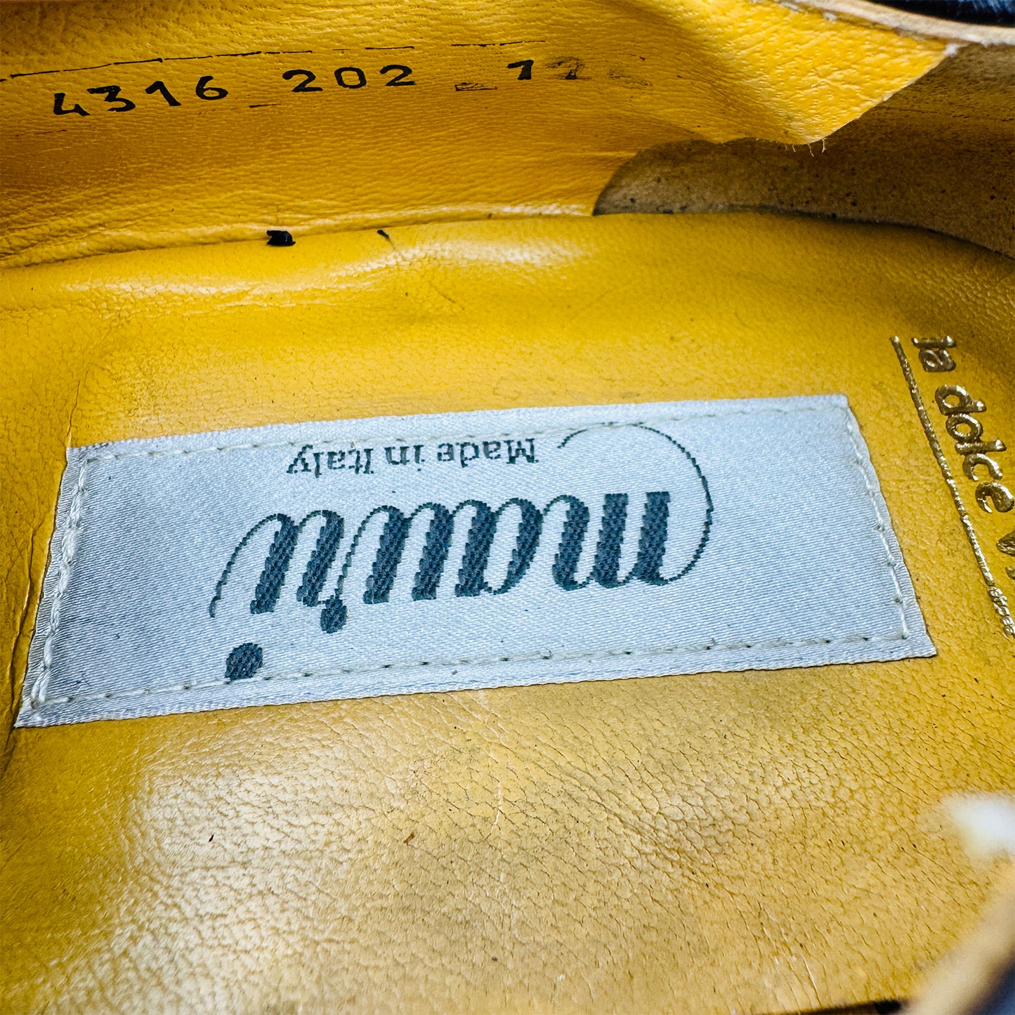 Inside Sole and Size Code Image of Mauri Celio Men's Burgundy Crocodile Leather Shoes (Size 46.5/47)