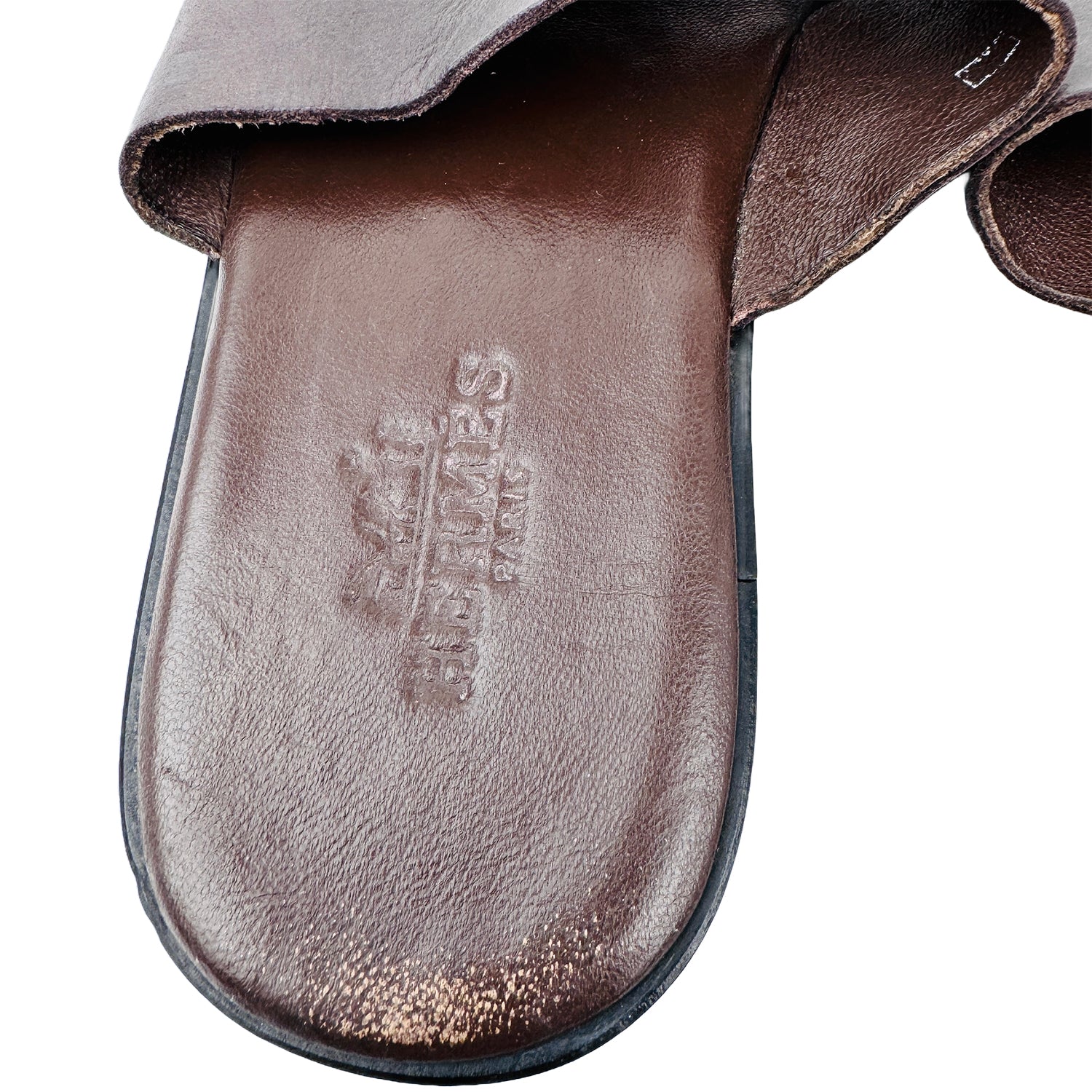 Inside brand name embassing image of Hermes Men's Brown Izmir Slippers (Size 40/40.5) -  H041141ZH05400