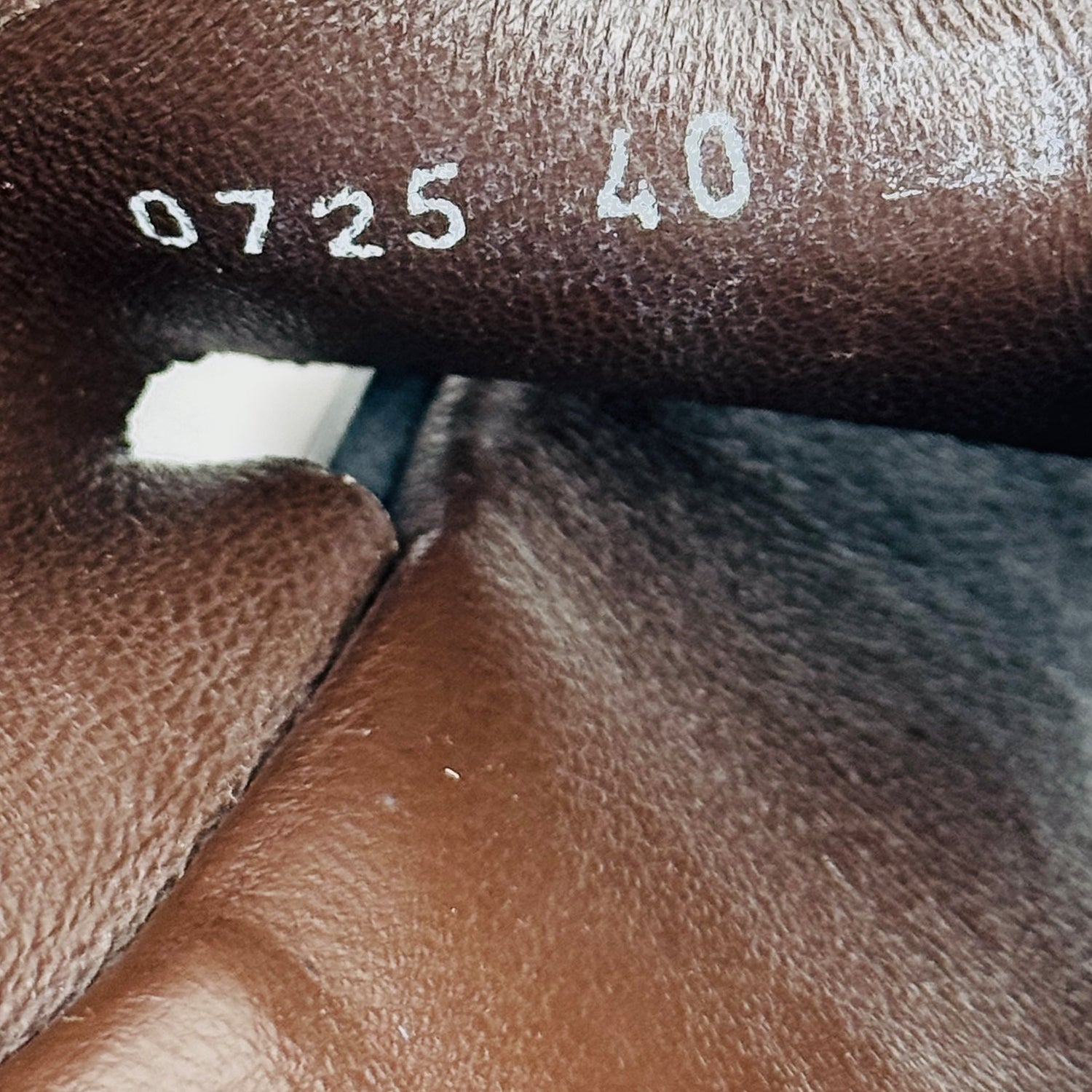 Inside code, size printing image of Hermes Men's Brown Izmir Slippers (Size 40/40.5) -  H041141ZH05400