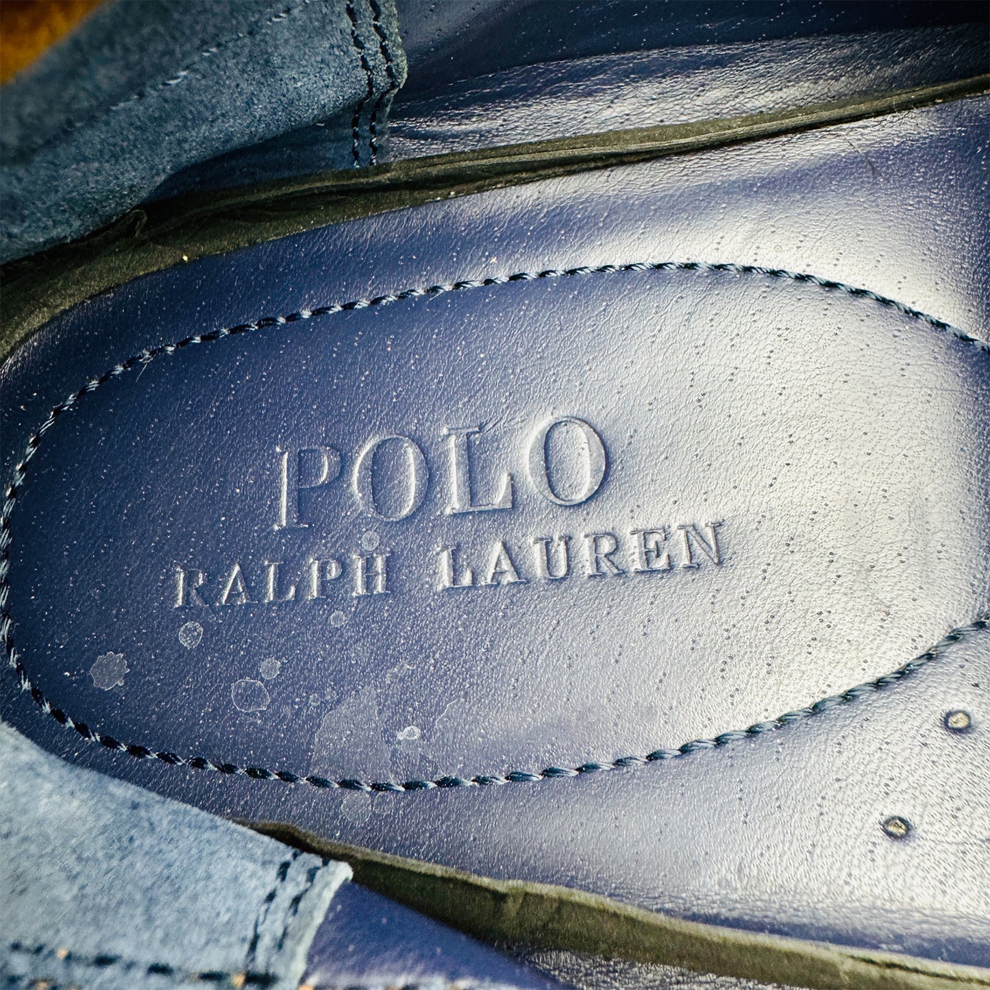 Inside image of Ralph Lauren Men's Blue and Brown Loafers