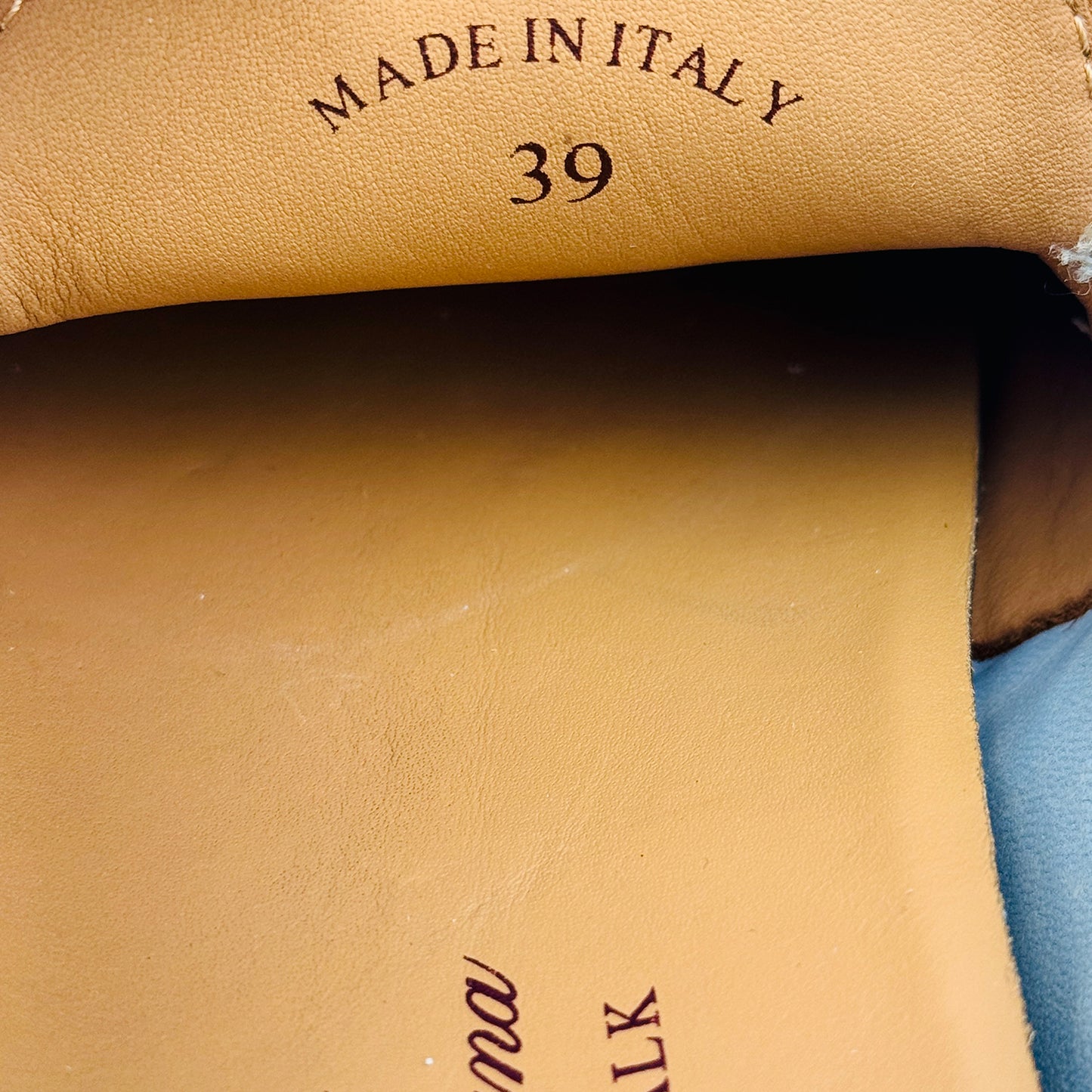 Inside size and made printing image of Loro Piana Summer Walk Blue Loafers (Size 39)