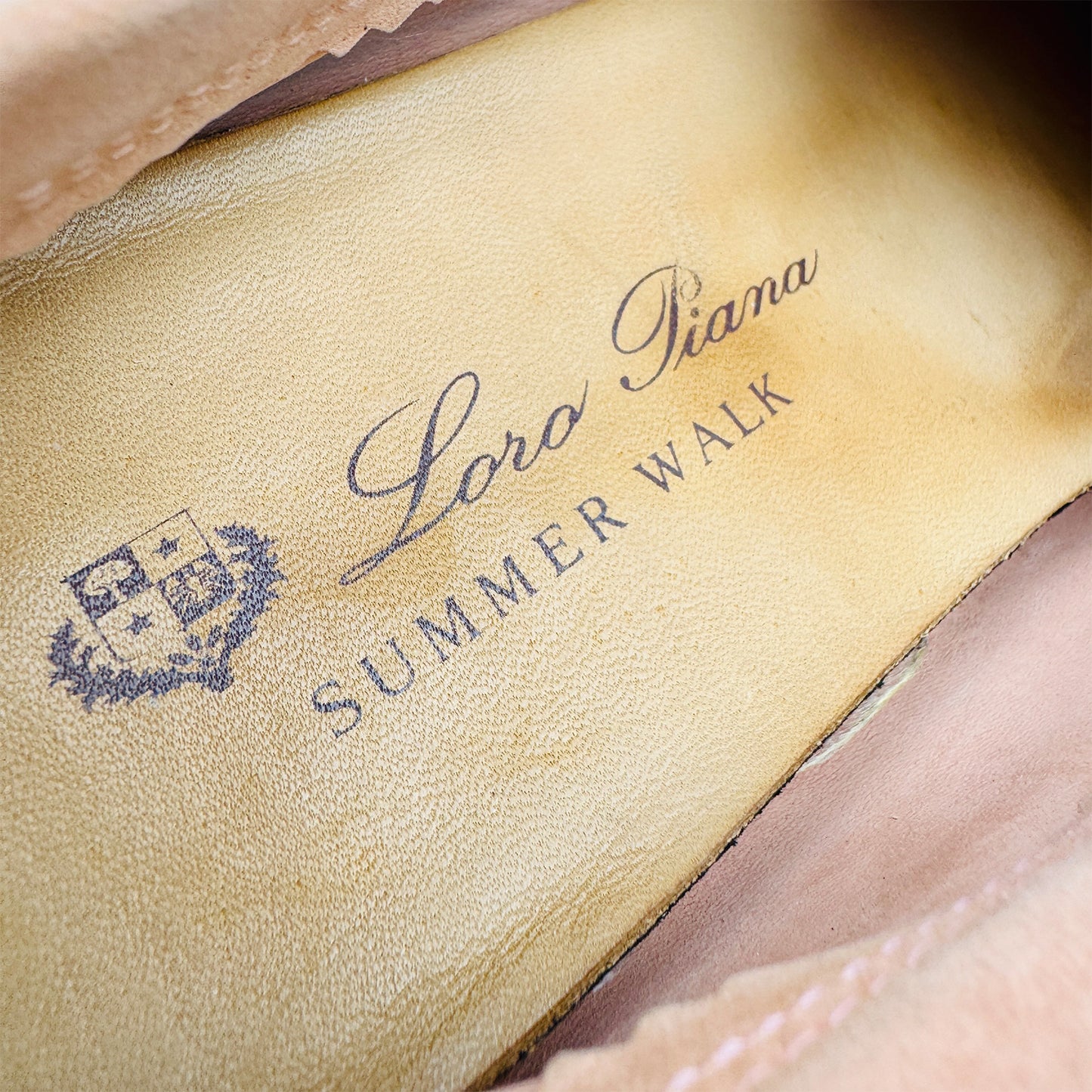Inside sole brand printing image of Loro Piana Women's Summer Walk Charms Pink Loafers (Size 39)