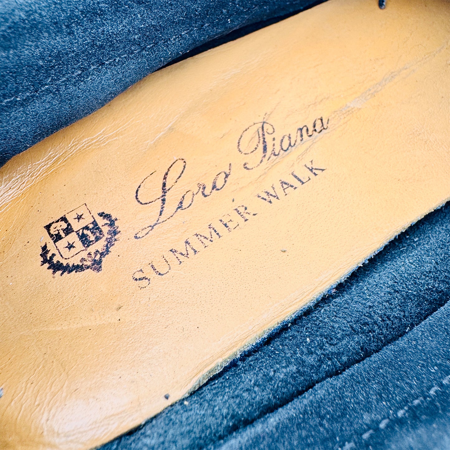 Inside sole printing of Loro Piana Summer Walk Black Loafers (Size 38)