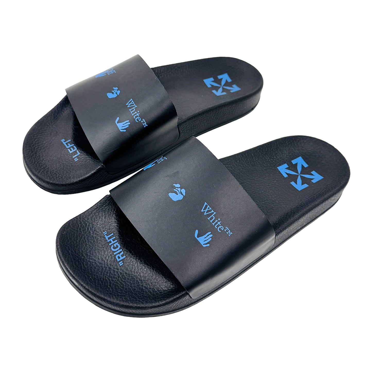 Left Angle image of Off-White Black Logo Slides (Size 40/41) OMIC001R21MAT0011045