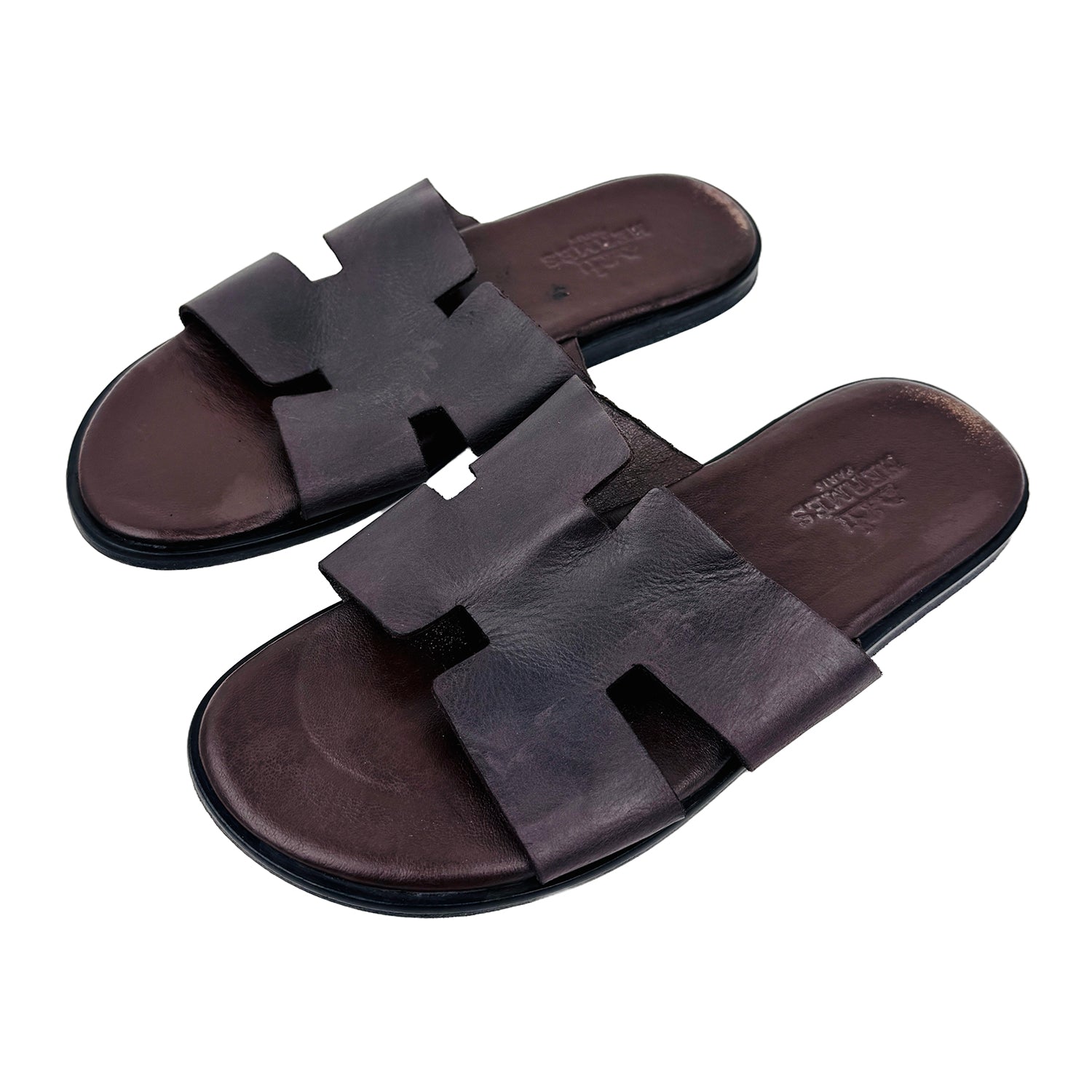 Left Side image of Hermes Men's Brown Izmir Slippers (Size 40/40.5) -  H041141ZH05400