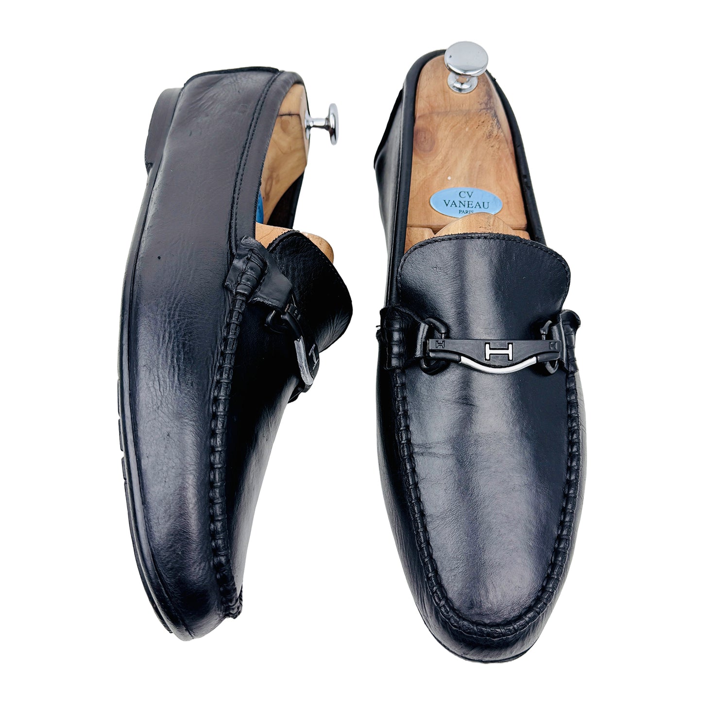 One Front One Cross image of Hermes Men's H Metal Buckle Loafers (Size 43.5/44)