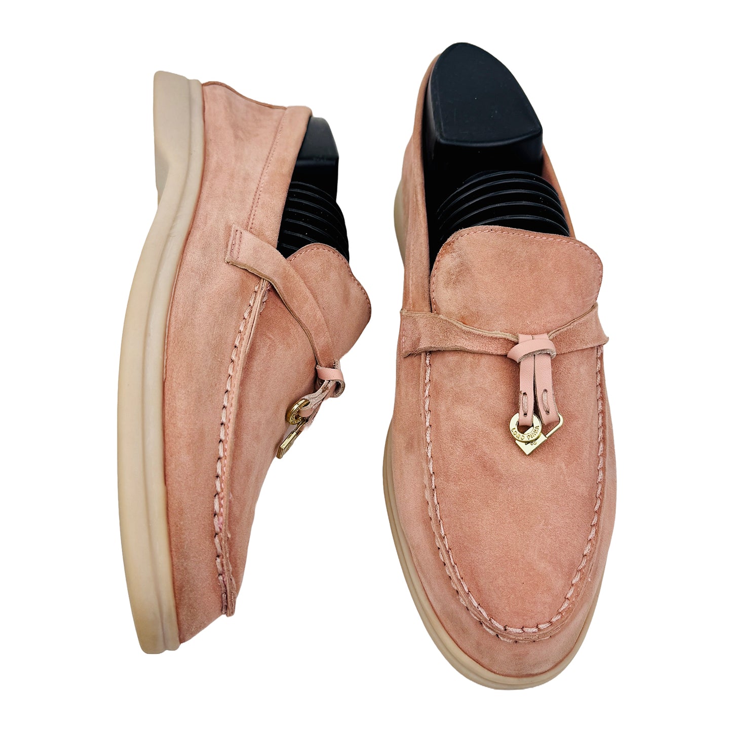 One Front One Cross image of Loro Piana Women's Summer Walk Charms Pink Loafers (Size 39)