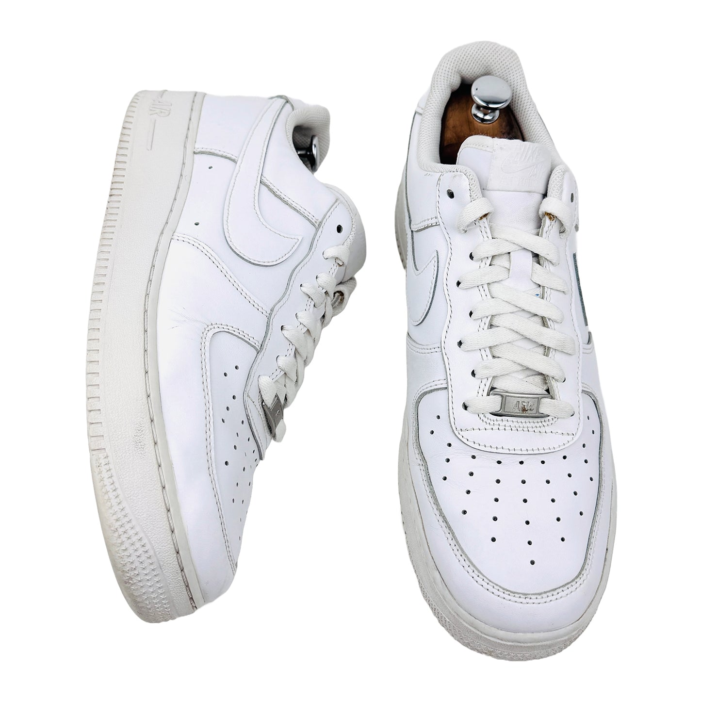 One Front One Cross image of Nike Men's White Airforce 1'07 Sneakers (Size 46) - CW2288-111