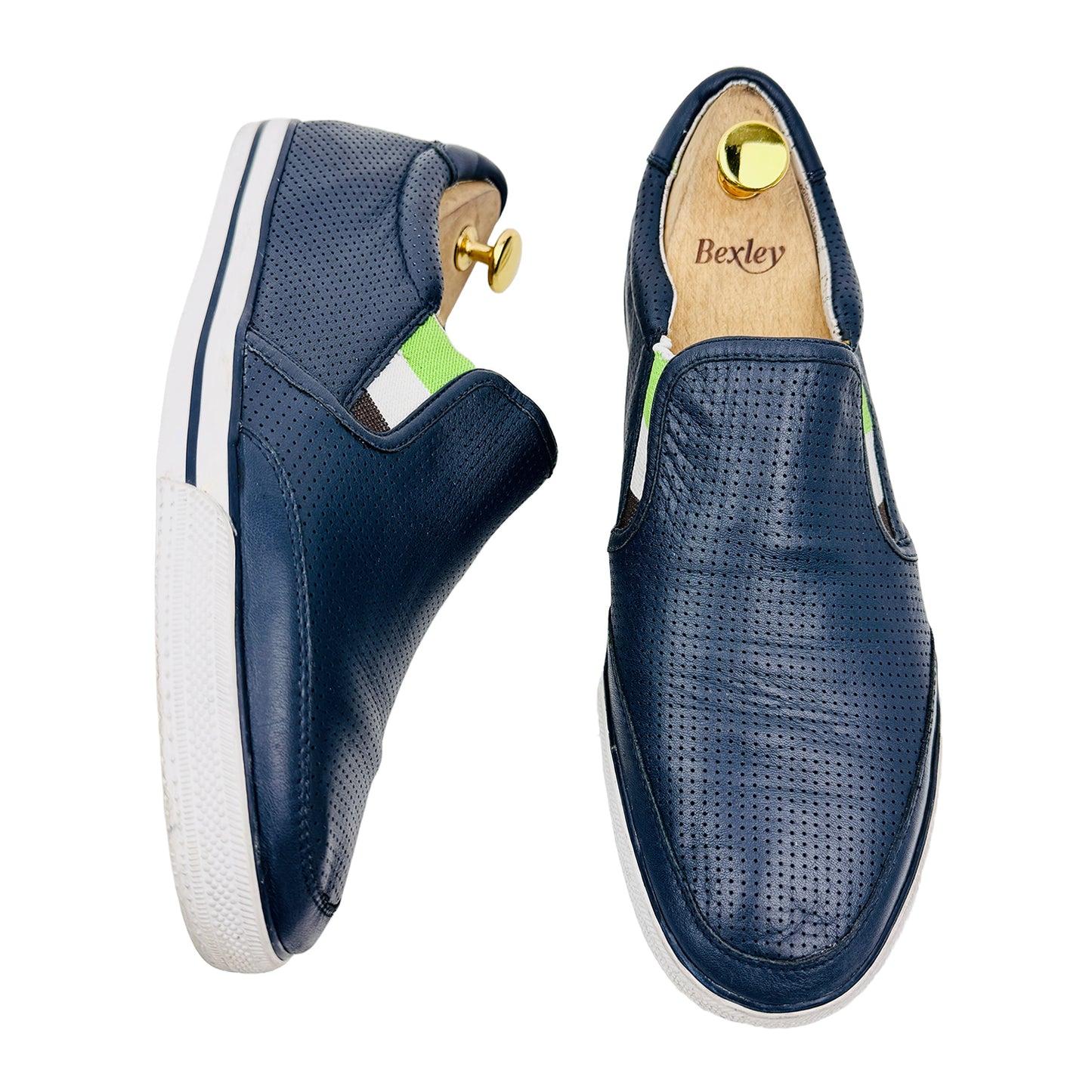 One Shoe Side and One Shoe Front Image of Hugo Boss Men's Blue Sneaker Style Slip On Shoes (Size 42.5)