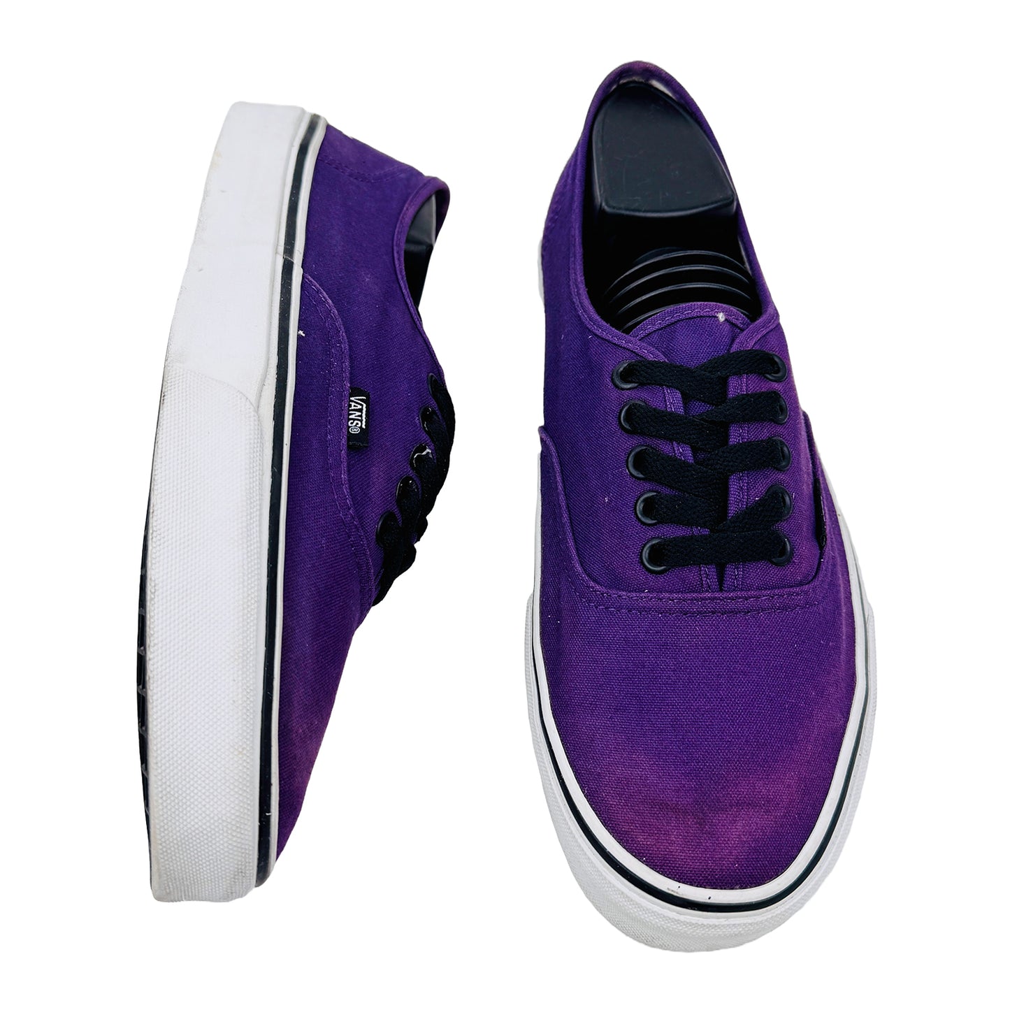 One Shoe Side and One Shoe Front Image of Vans Authentic Low Top Purple Sneakers (Size 42/42.5)