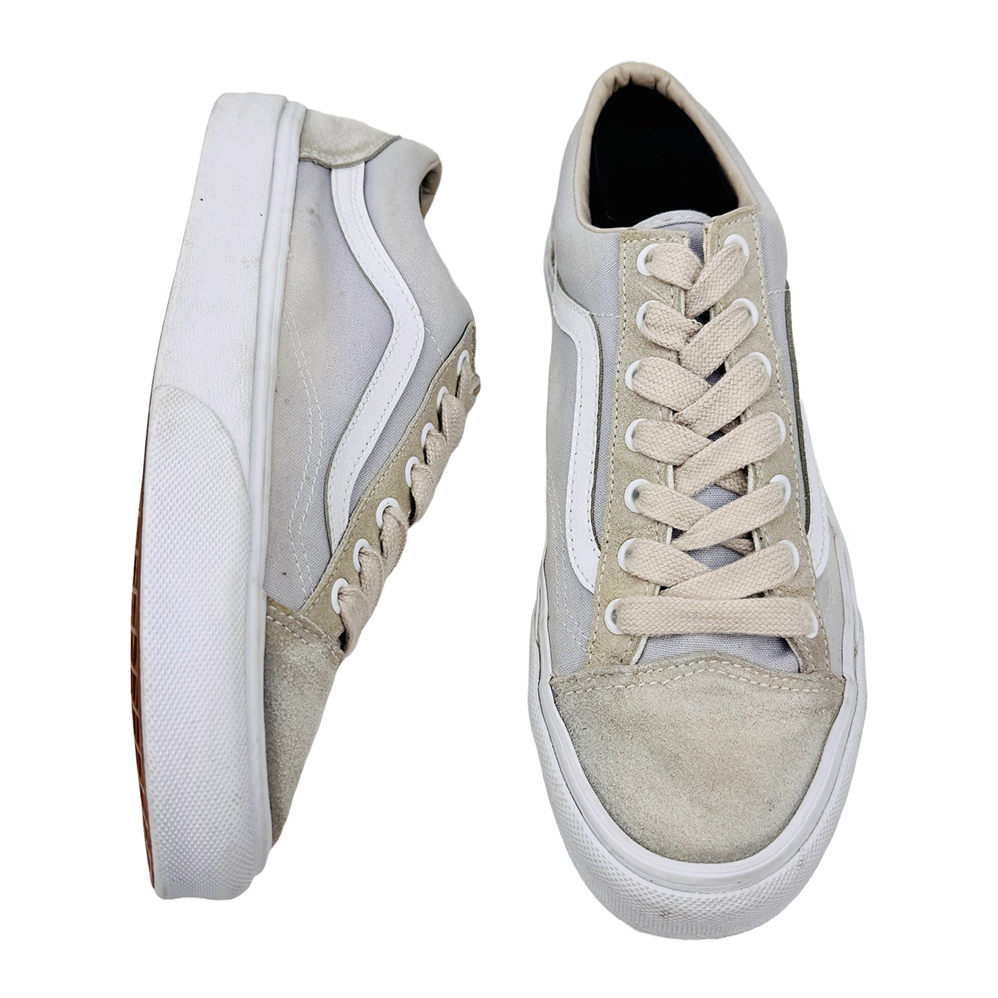 One Shoe side and One Shoe Front Image of Vans Old Skool Gray Sneakers (Size 42) 507698