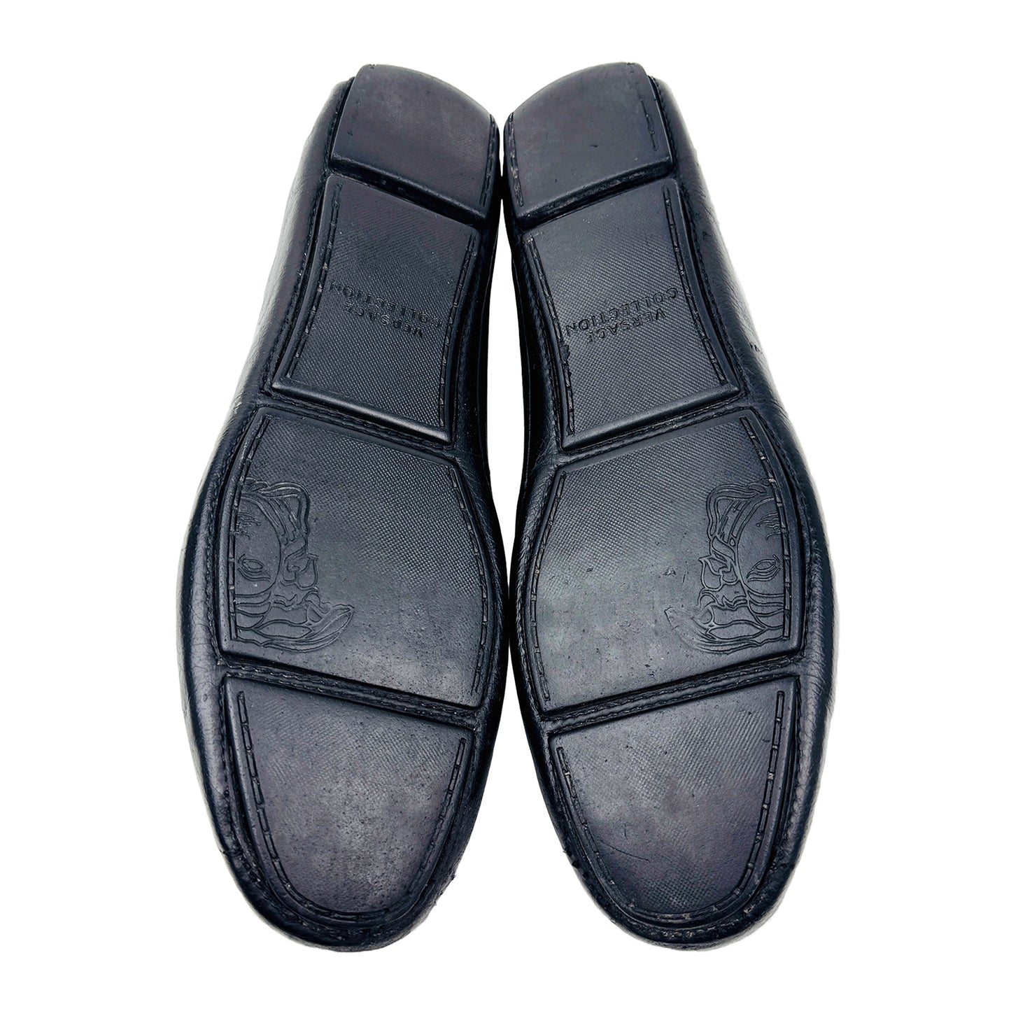 Outsole Image of Versace Medusa Embellished Black Loafers (Size 42.5/43)