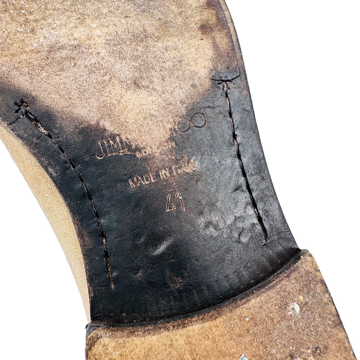 Outsole Size made Embossing Closeup of Jimmy Choo Marti Metallic Horsebit Loafer Shoes (Size 42.5/43)