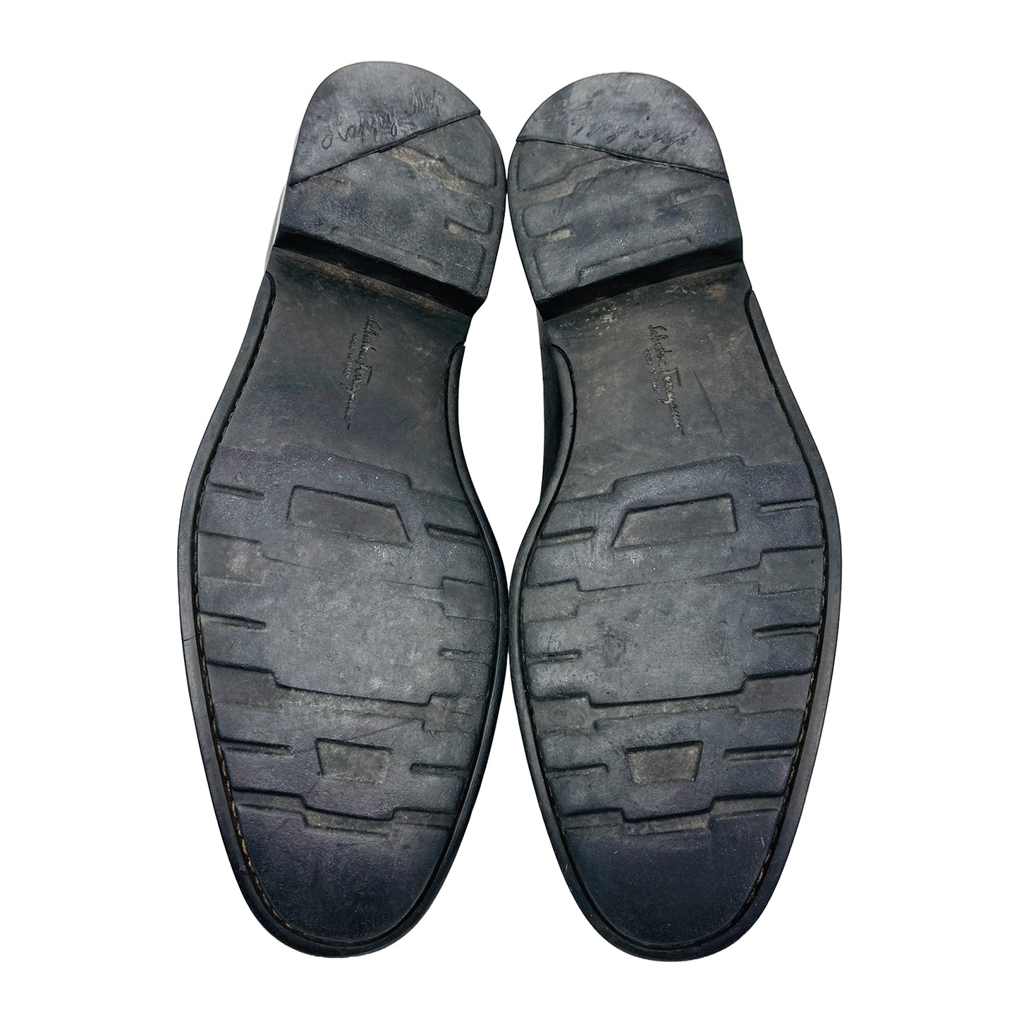 Outsole image of Salvatore Ferragamo Men's Black Leather Loafers (Size 42.5/43)