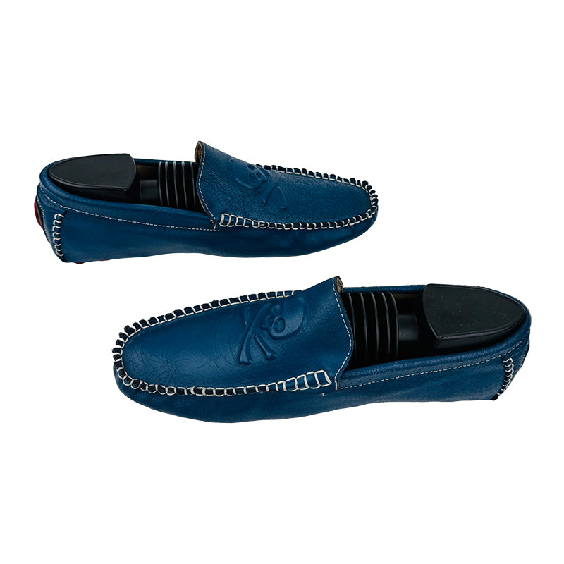 Philipp Plein Men's Leather Skull Loafer Shoes (Size 41)