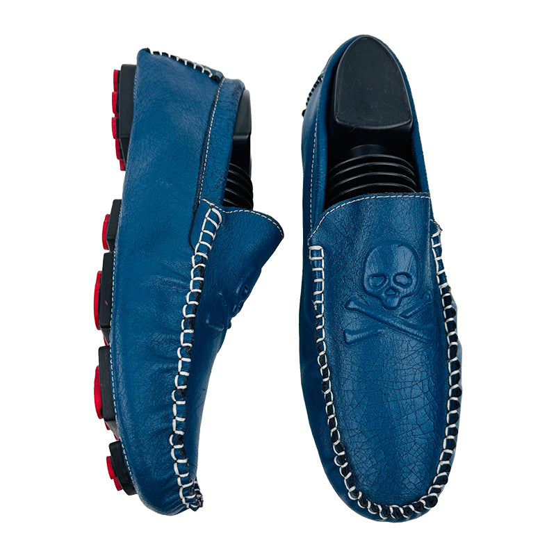 Philipp Plein Men's Leather Skull Loafer Shoes (Size 41)