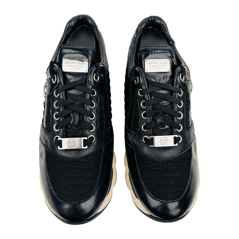 Philipp Plein Women’s Black Mesh Panel Skull Sneaker Shoes (Size 38)