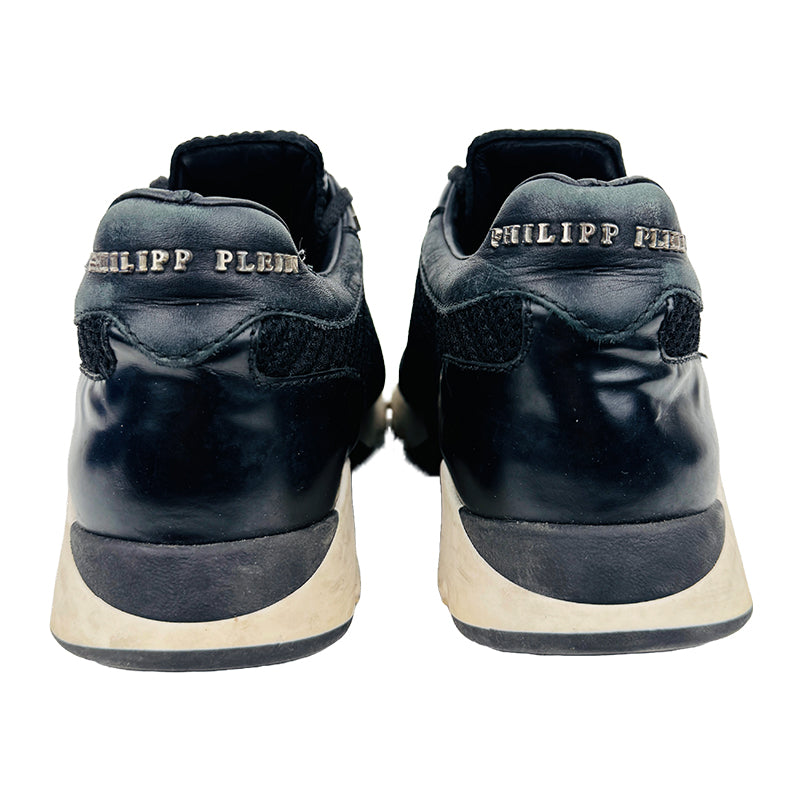 Philipp Plein Women’s Black Mesh Panel Skull Sneaker Shoes (Size 38)