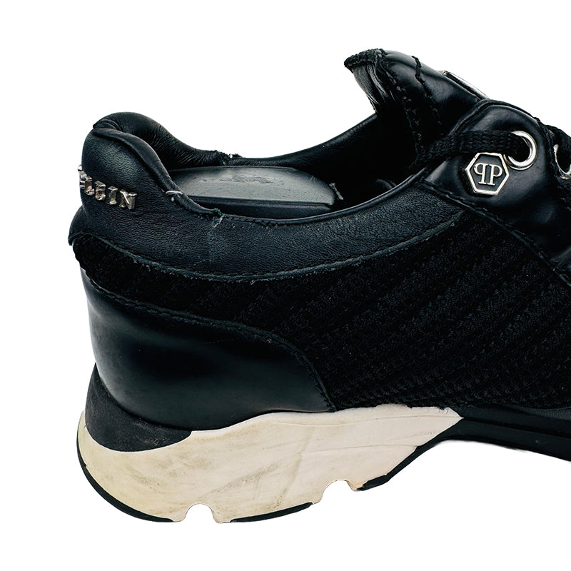 Philipp Plein Women’s Black Mesh Panel Skull Sneaker Shoes (Size 38)