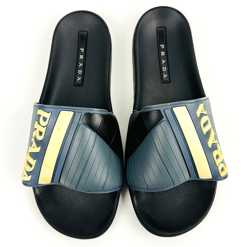 Prada Men's Blue Black (Size11) Slides