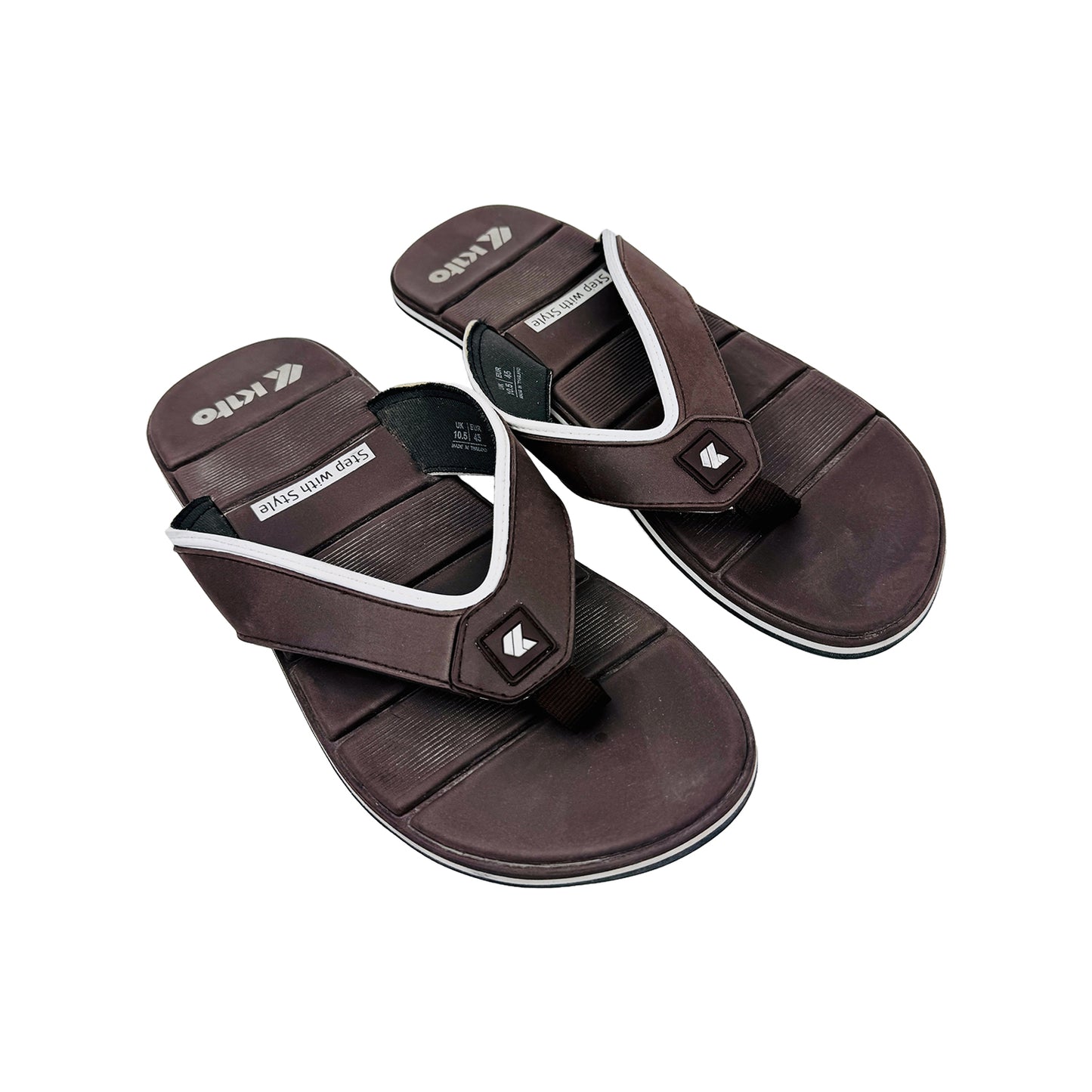 Right Angle Image of Kito Men's Dark Brown FlipFlop Slides (Size 45)