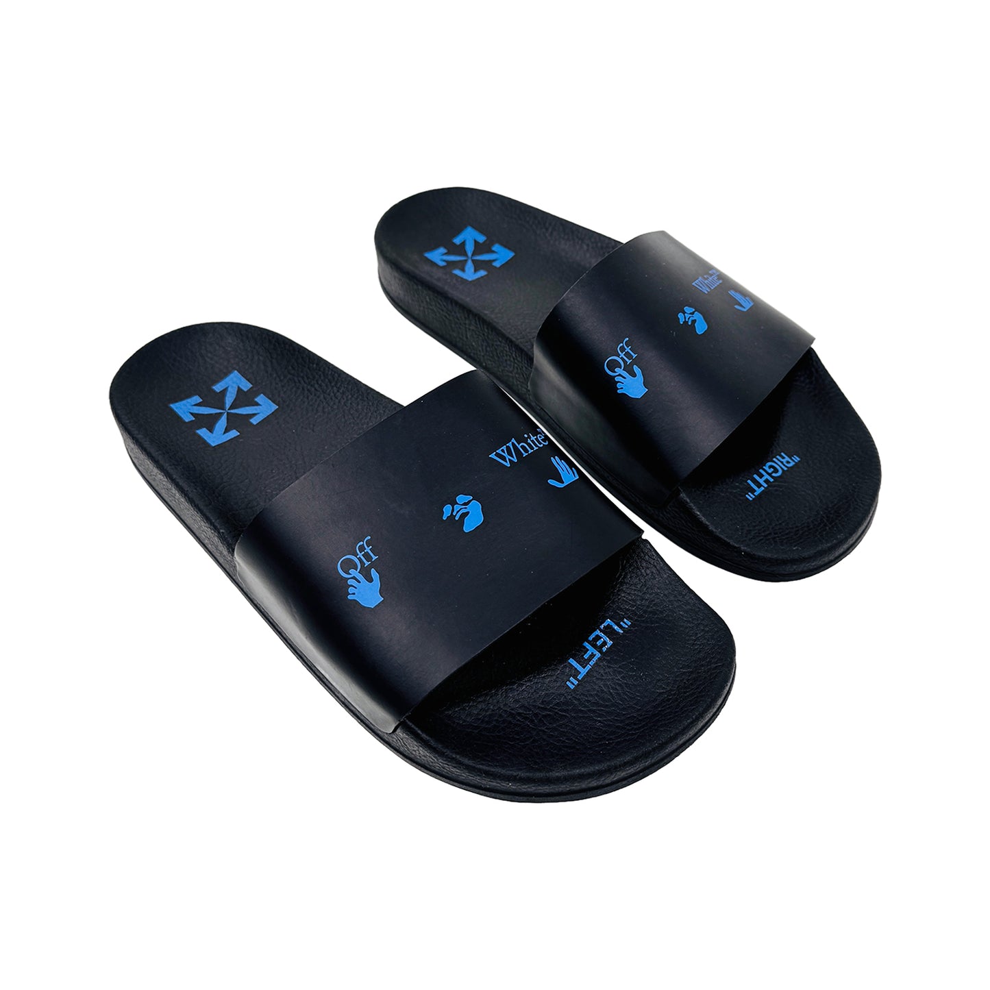 Right Angle image of Off-White Black Logo Slides (Size 40/41) OMIC001R21MAT0011045