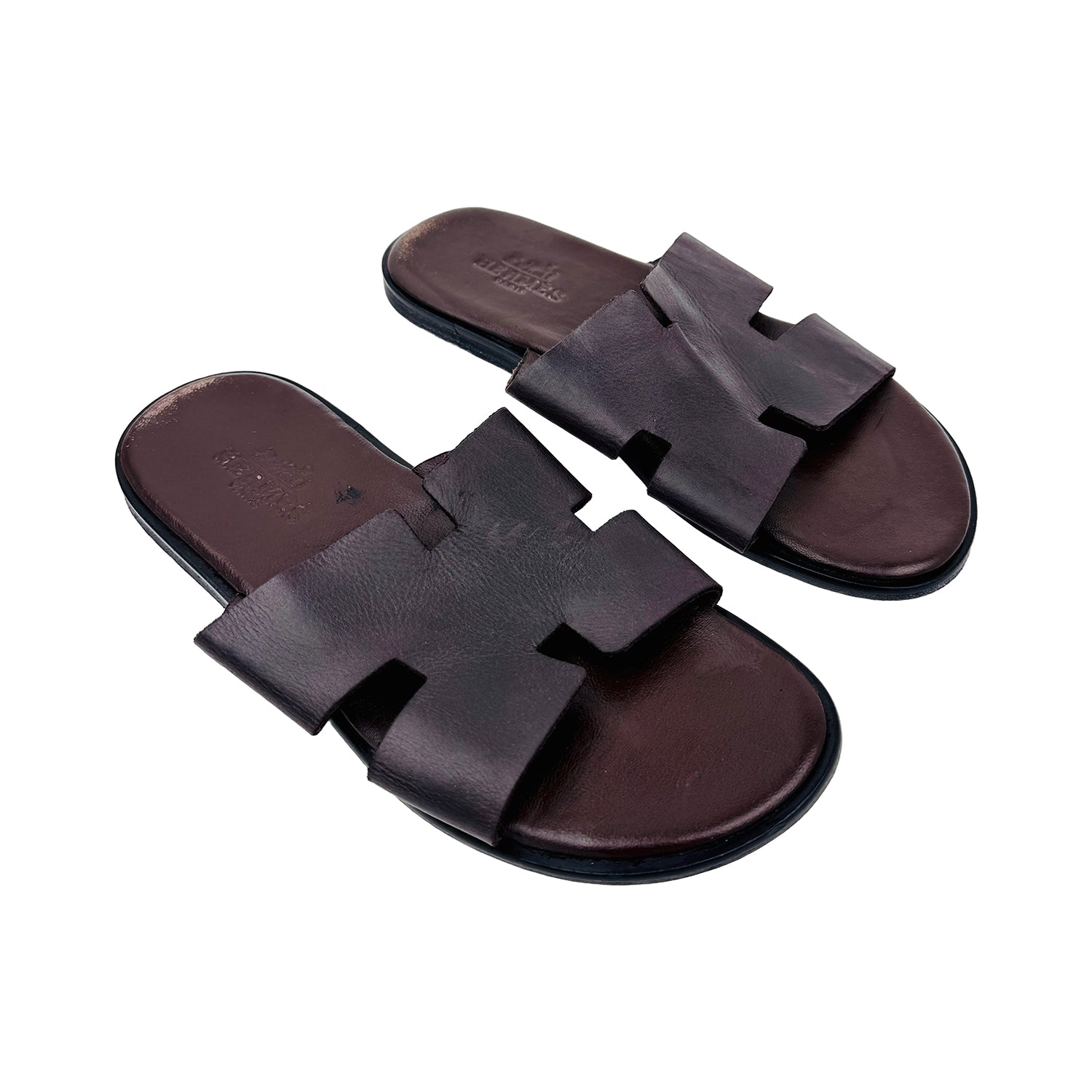 Right Side image of Hermes Men's Brown Izmir Slippers (Size 40/40.5) -  H041141ZH05400