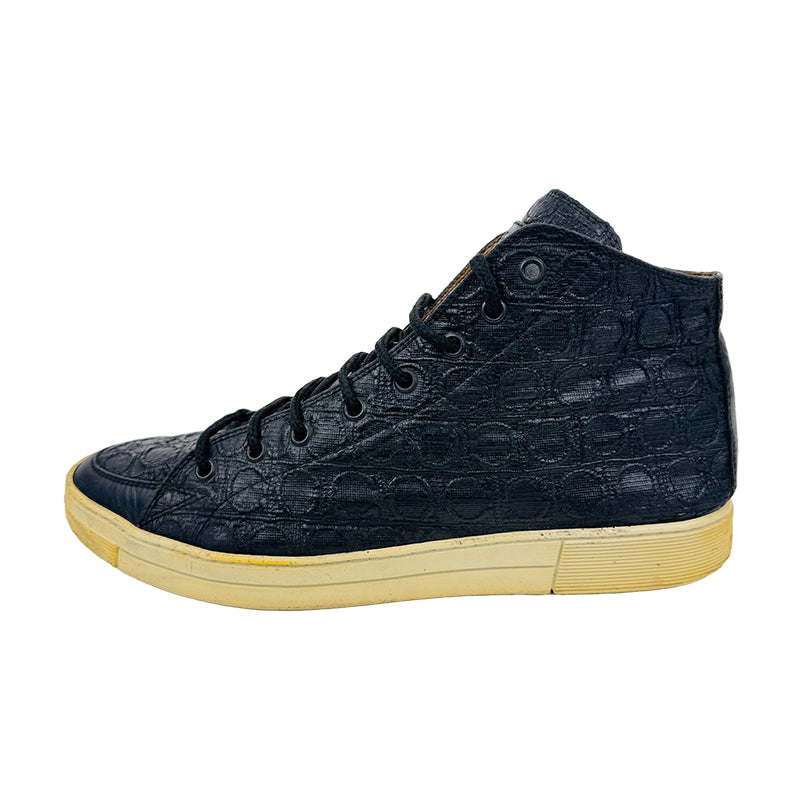 Salvatore Ferragamo Crocodile High Ankle Black Sneaker Shoes (Size 42/42.5)