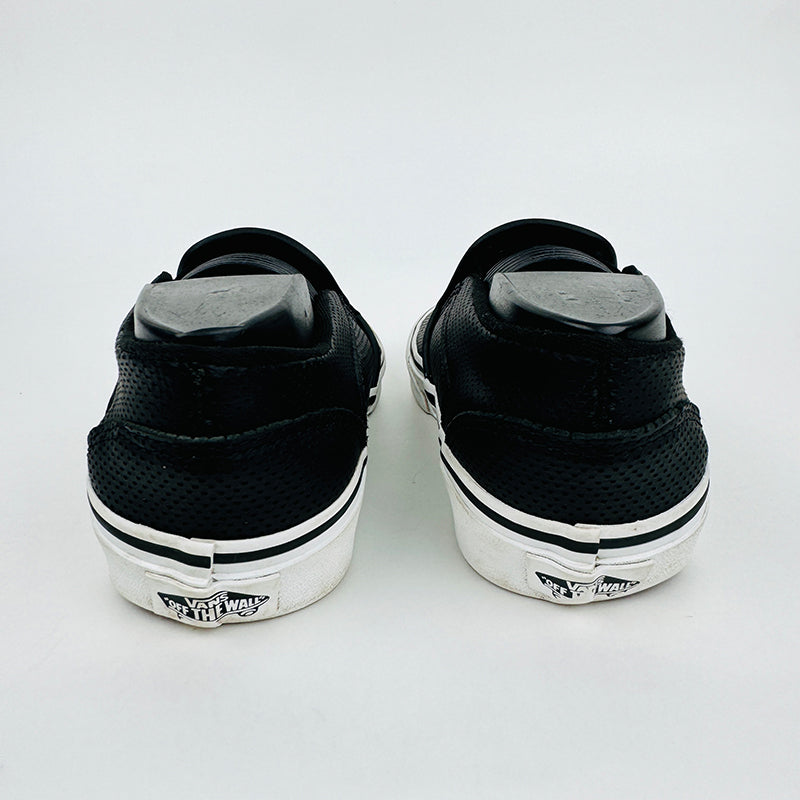 Vans Women's Asher Perforated Casual Slip-On Black Leather Shoes (Size 37)