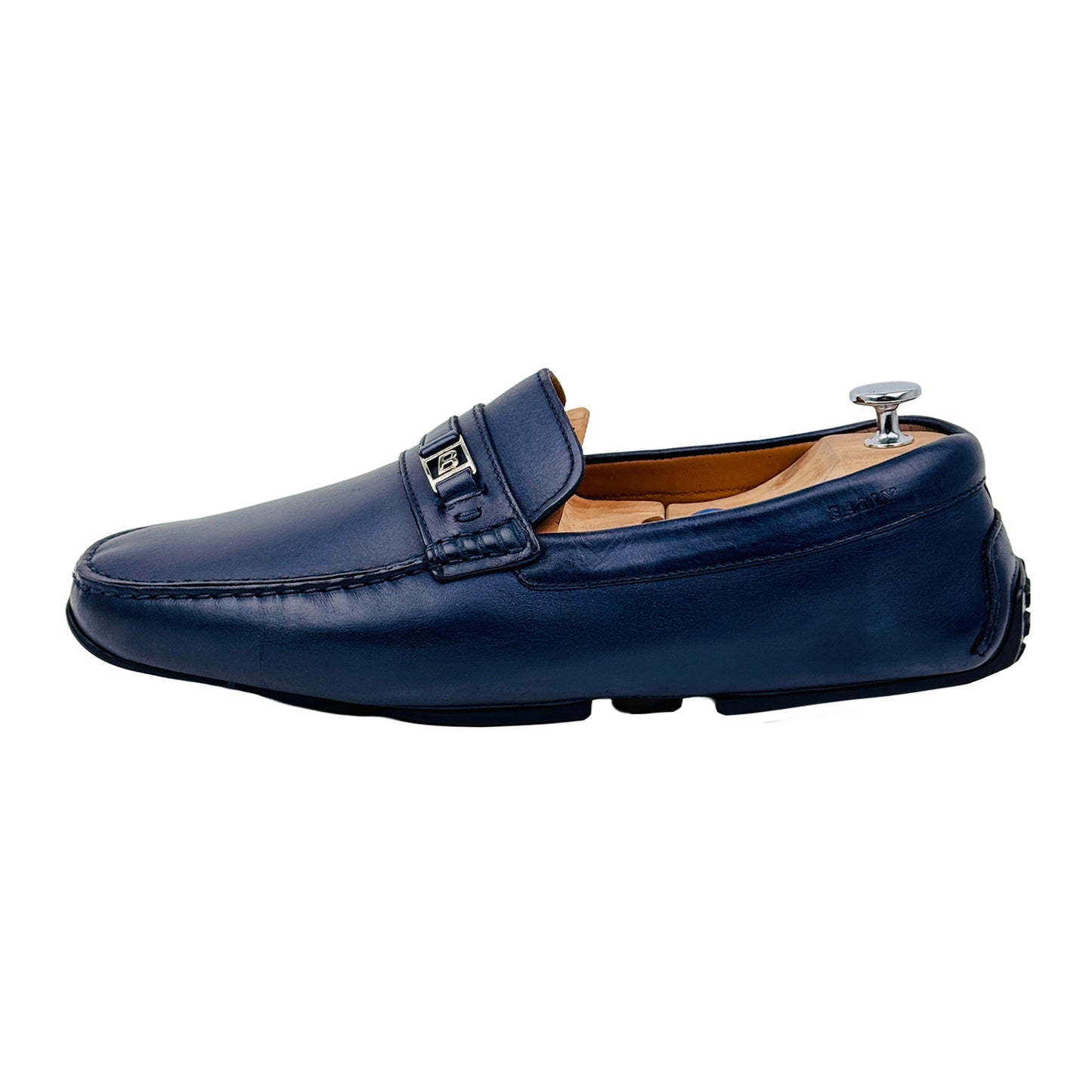 Bally Men's Logo Blue Leather Loafers (Size 44.5)
