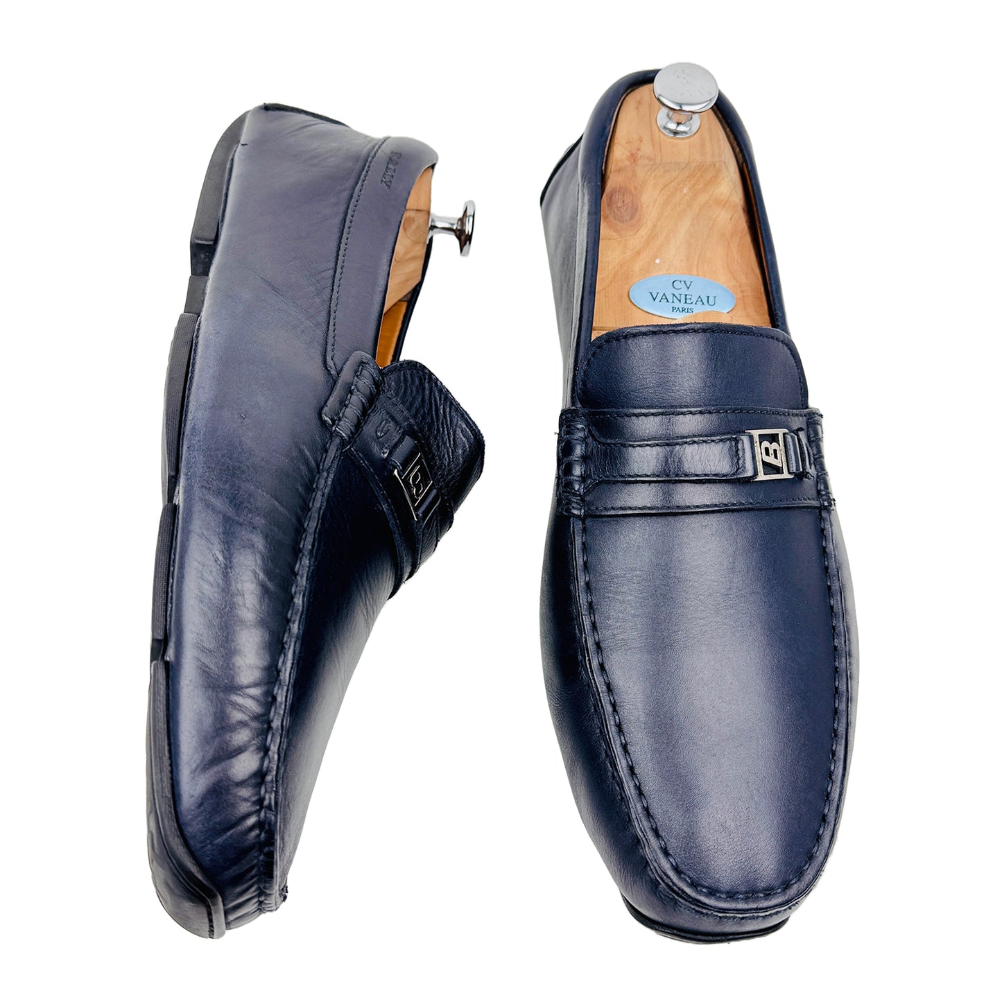 Bally Men's Logo Blue Leather Loafers (Size 44.5)