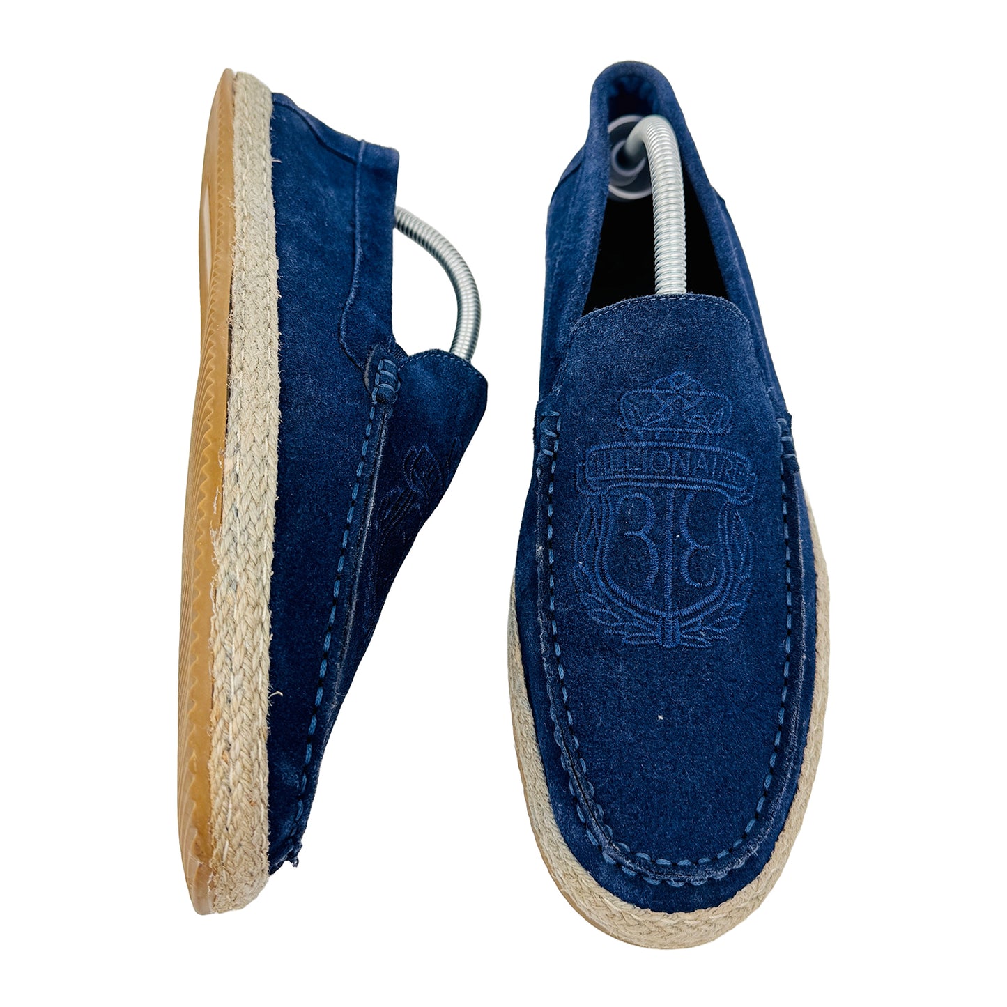 Billionaire Crest Navy Blue Moccasin Shoes (Size 42/42.5)